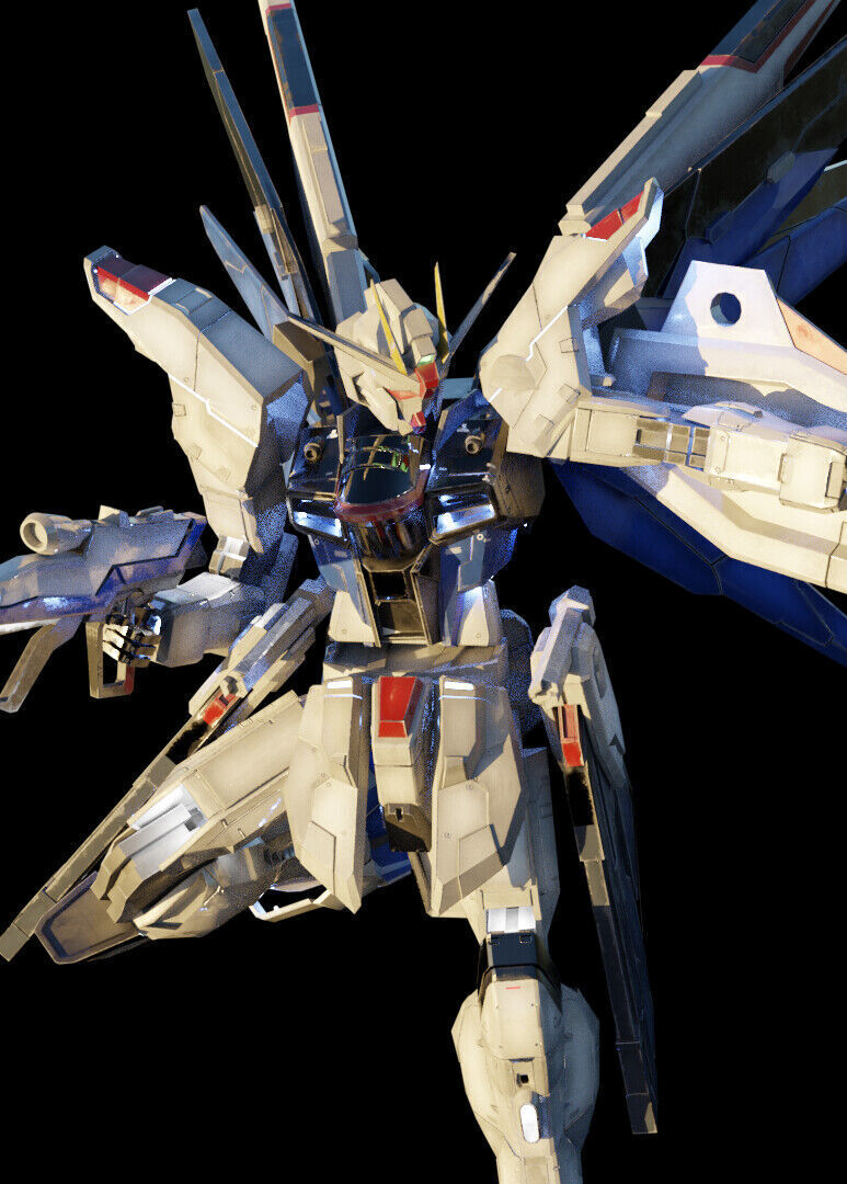 FREEDOM GUNDAM Realistic Texture Rigged with decal 3D model Low-poly 3D model_11
