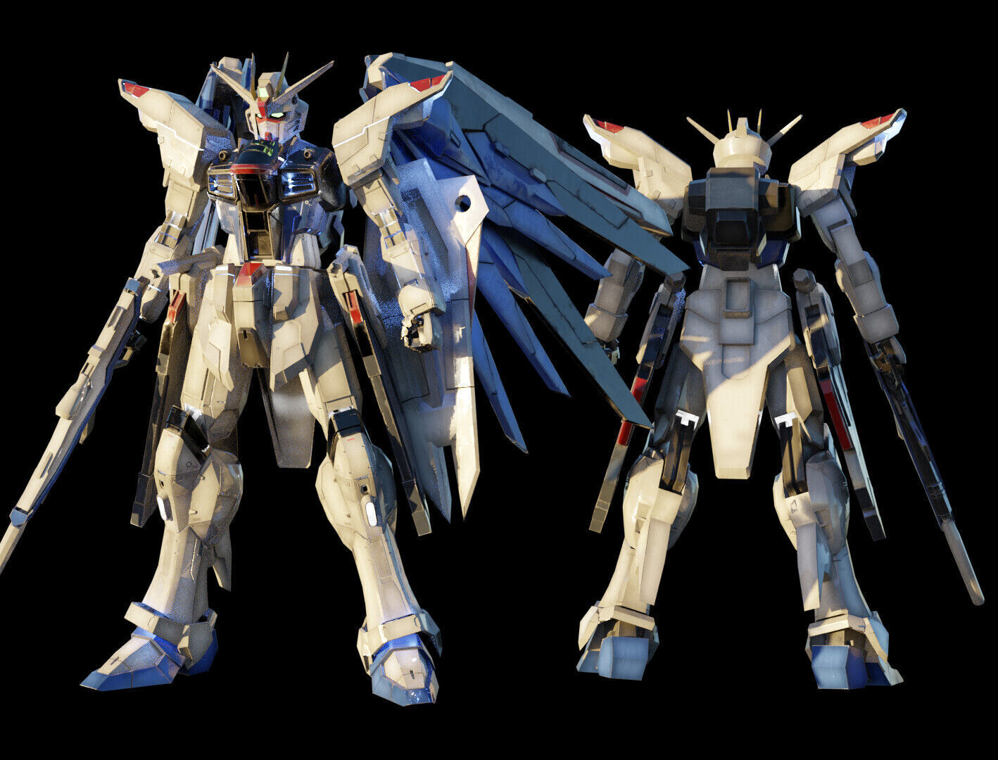 FREEDOM GUNDAM Realistic Texture Rigged with decal 3D model Low-poly 3D model_1