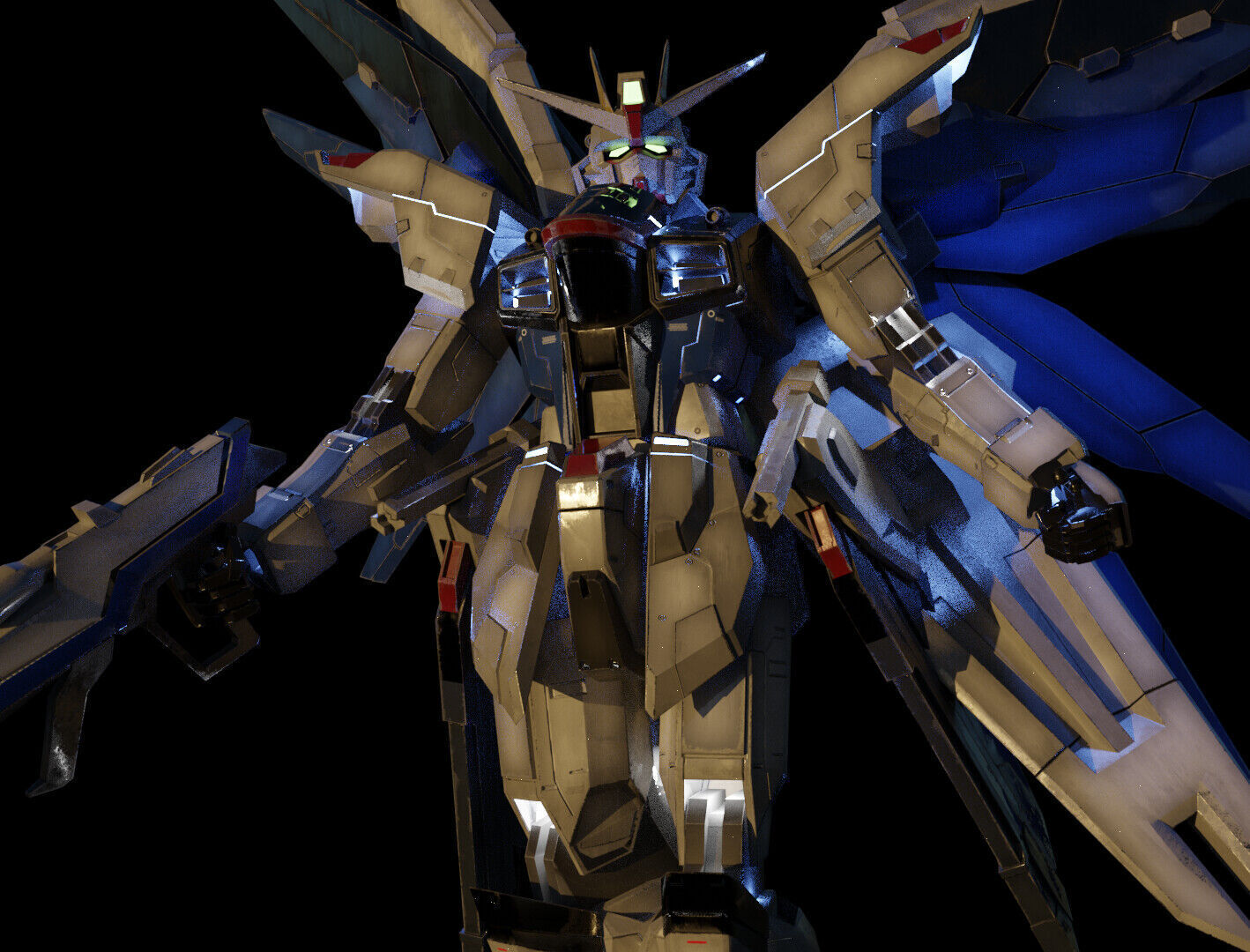 FREEDOM GUNDAM Realistic Texture Rigged with decal 3D model Low-poly 3D model_15