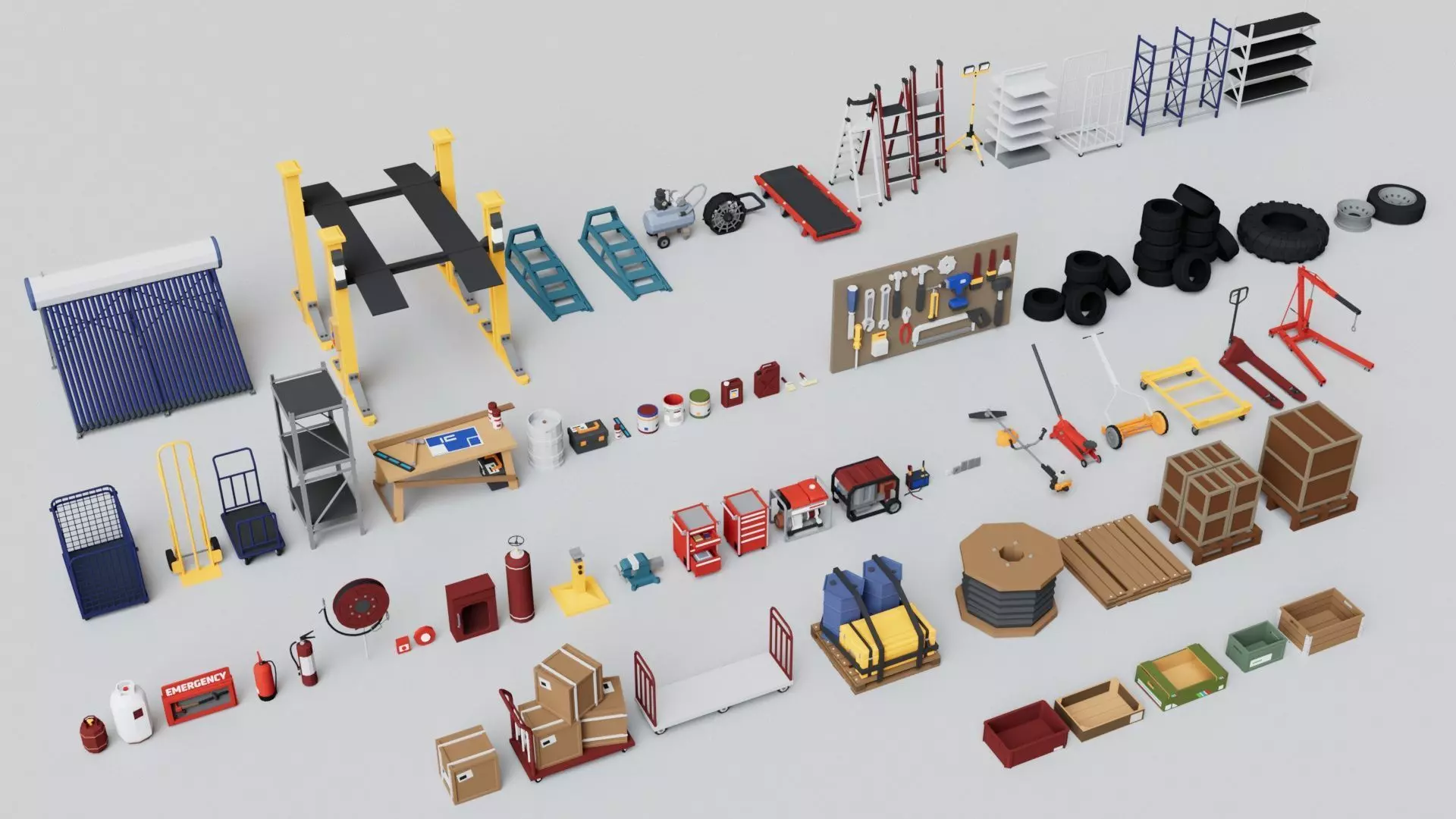 Realistic Warehouse Furniture Mega Pack Collection Low-poly 3D model_0
