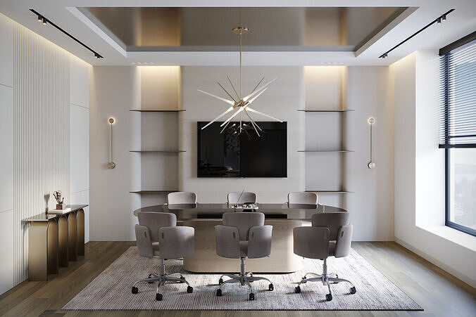Contemporary Office Interior  Executive Workspace 3D model 4