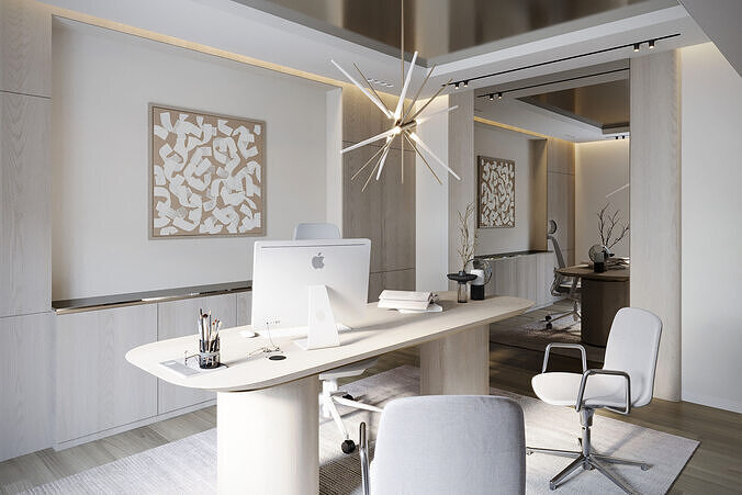 Contemporary Office Interior  Executive Workspace 3D model 6
