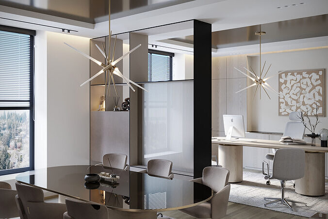 Contemporary Office Interior  Executive Workspace 3D model 5