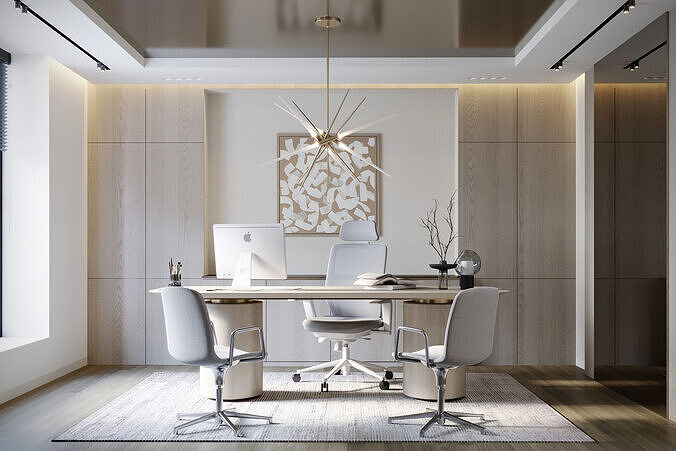 Contemporary Office Interior  Executive Workspace 3D model 3