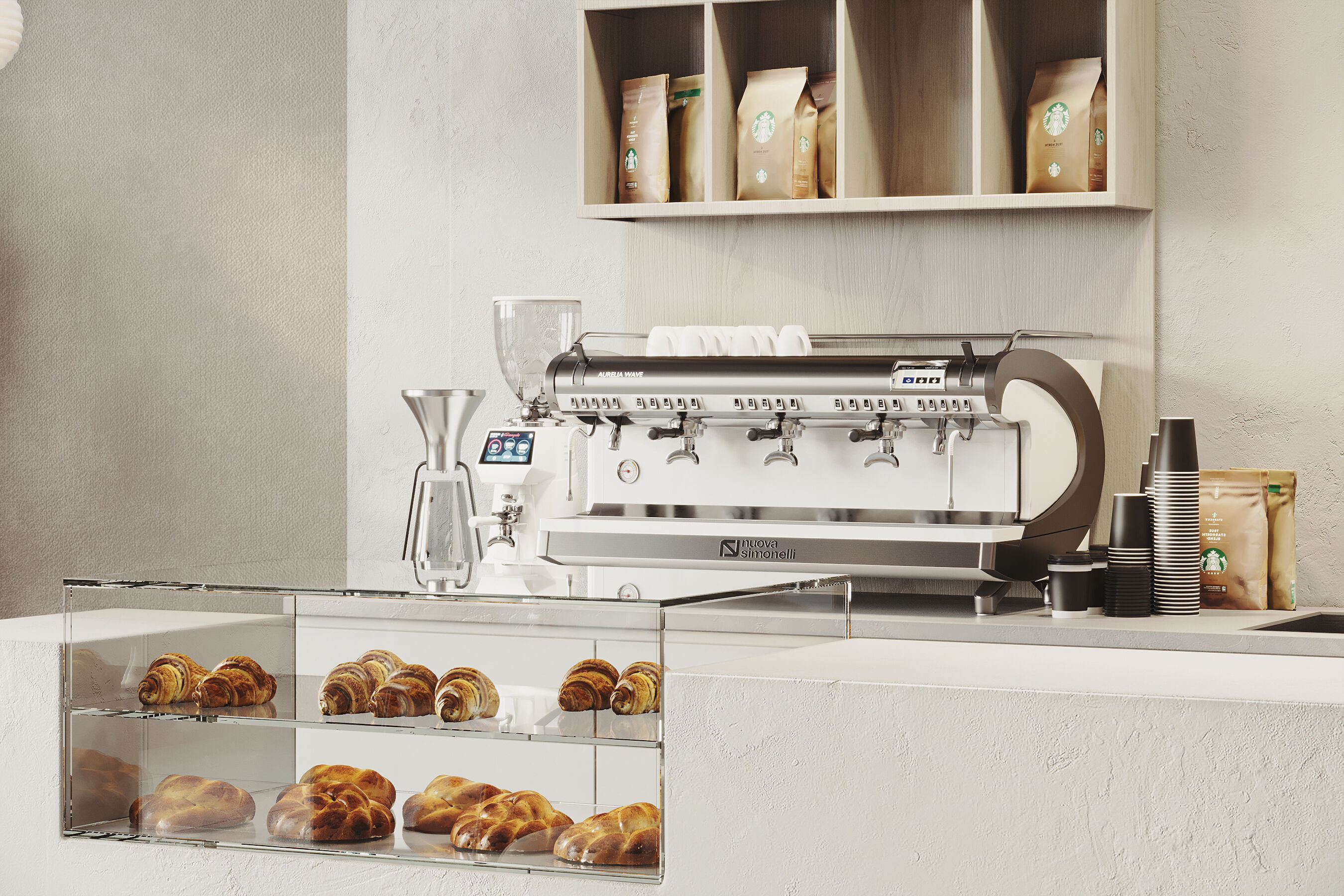 Modern Minimalist Coffee Shop Interior 3D model_5