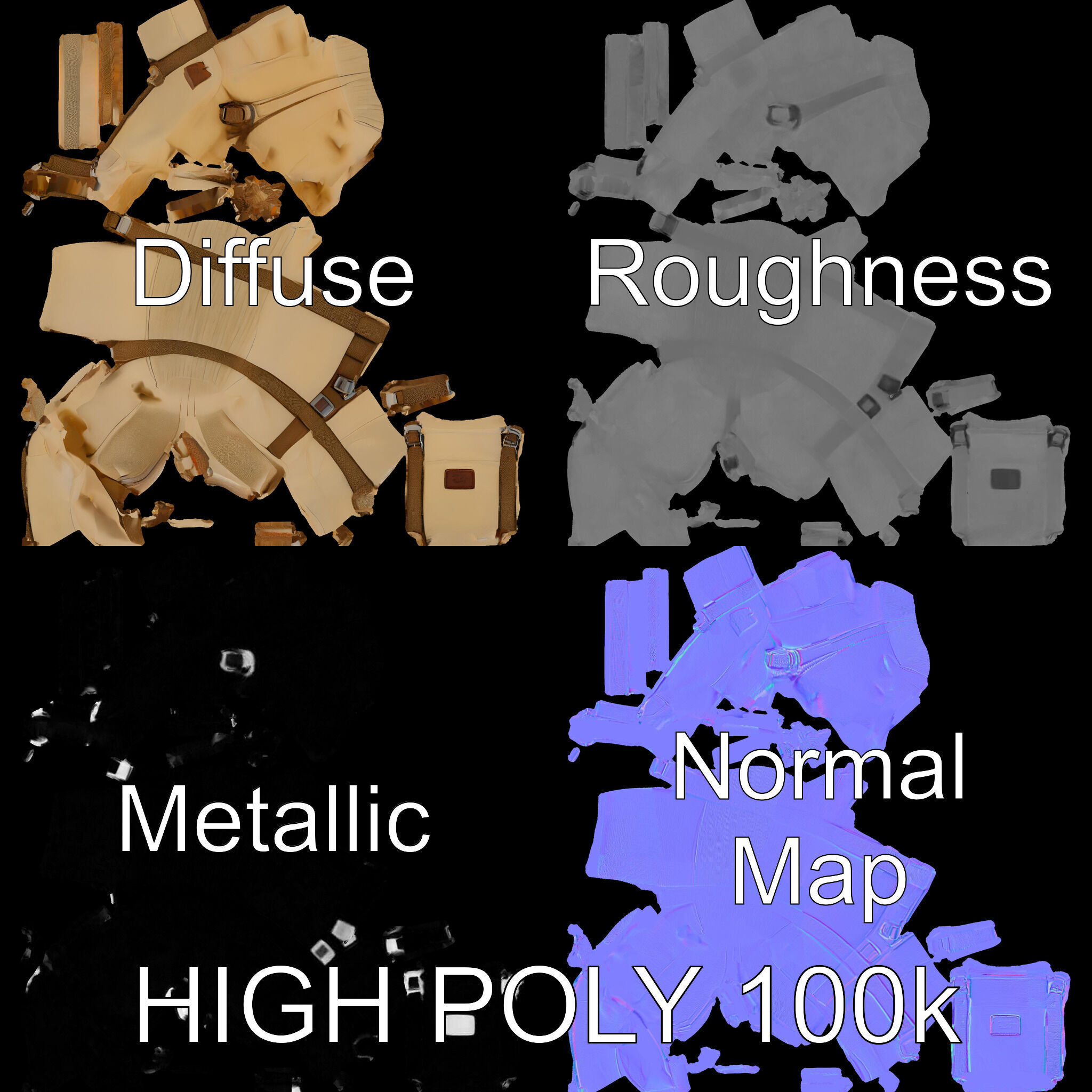 Canvas Backpack D Model Pack Low-poly 3D model_3