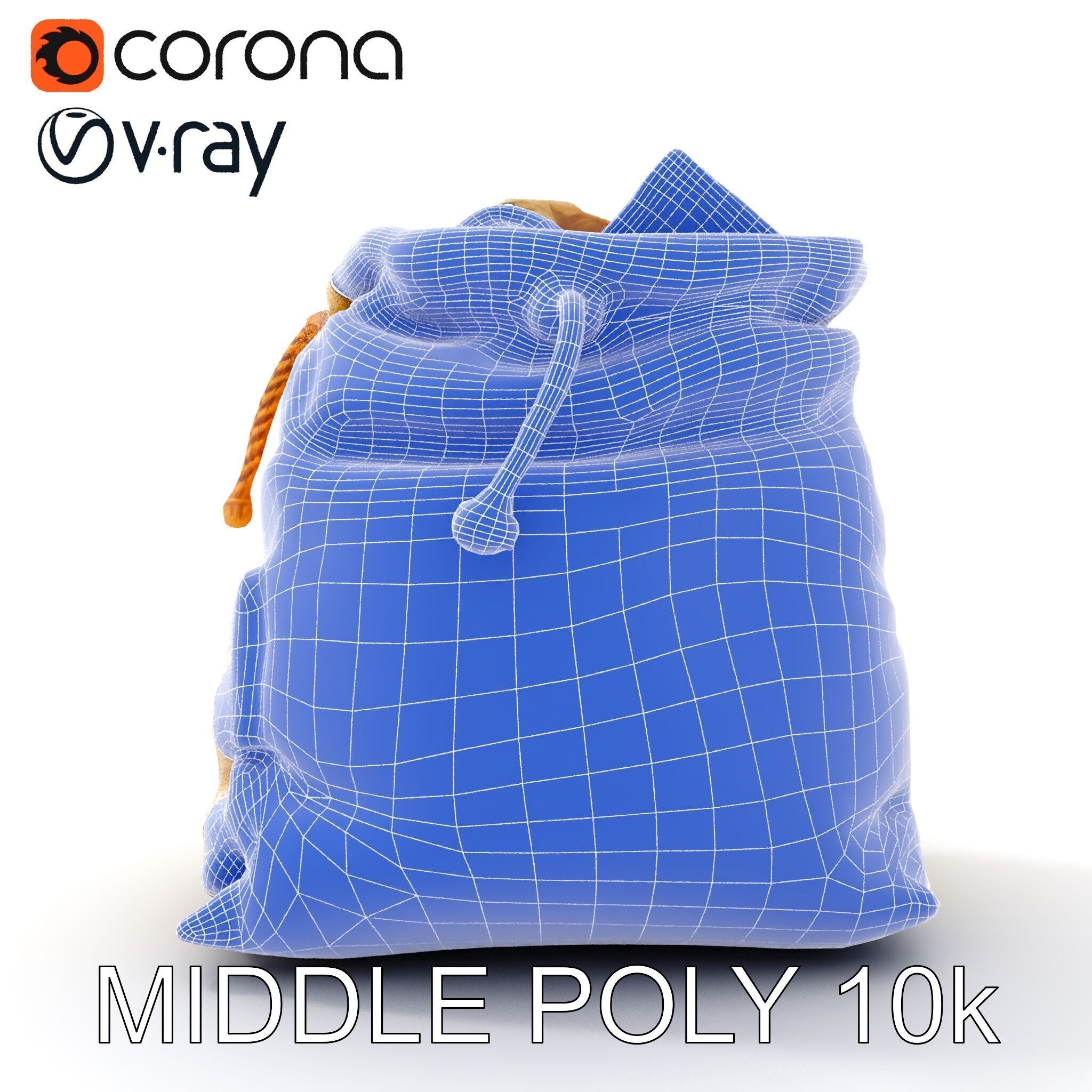 Realistic Burlap Sack Model Pack for Production Rendering and... Low-poly 3D model_9