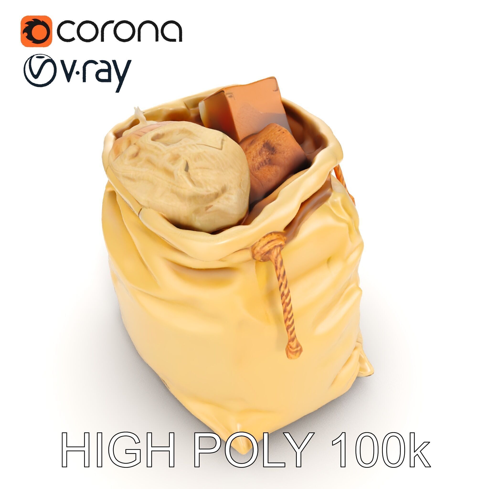 Realistic Burlap Sack Model Pack for Production Rendering and... Low-poly 3D model_20