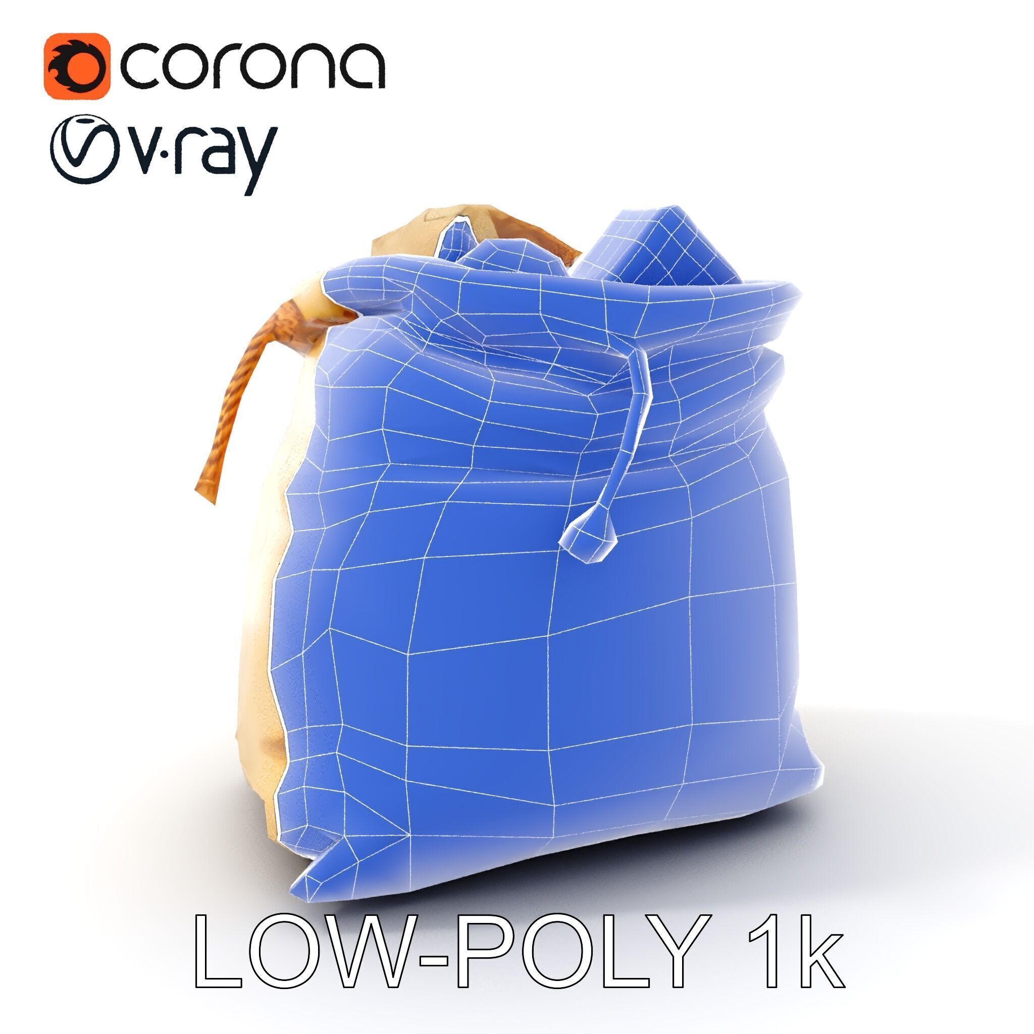 Realistic Burlap Sack Model Pack for Production Rendering and... Low-poly 3D model_13