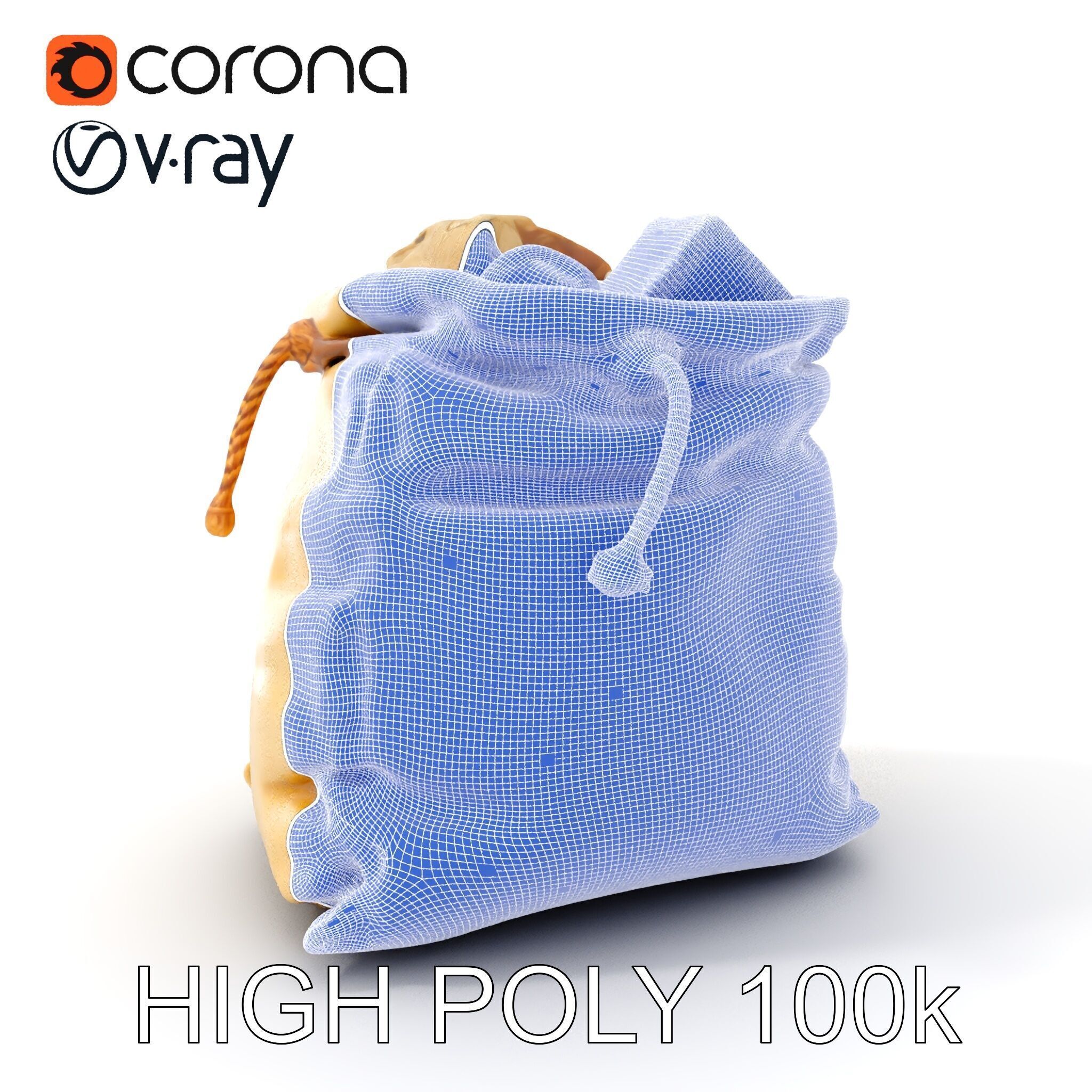 Realistic Burlap Sack Model Pack for Production Rendering and... Low-poly 3D model_4