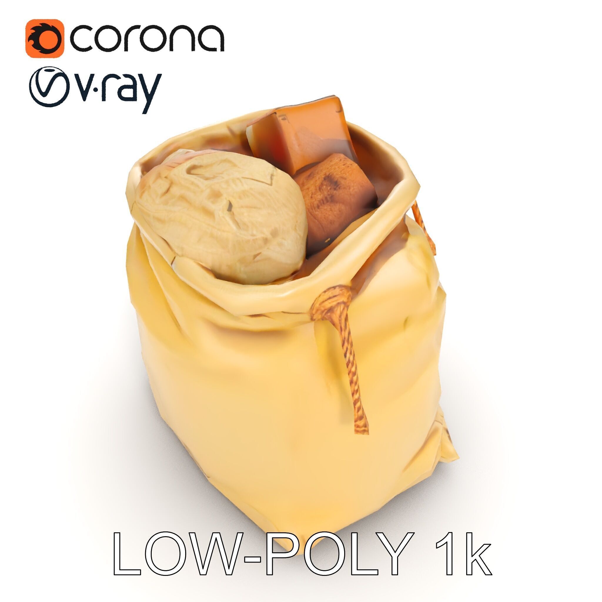 Realistic Burlap Sack Model Pack for Production Rendering and... Low-poly 3D model_27