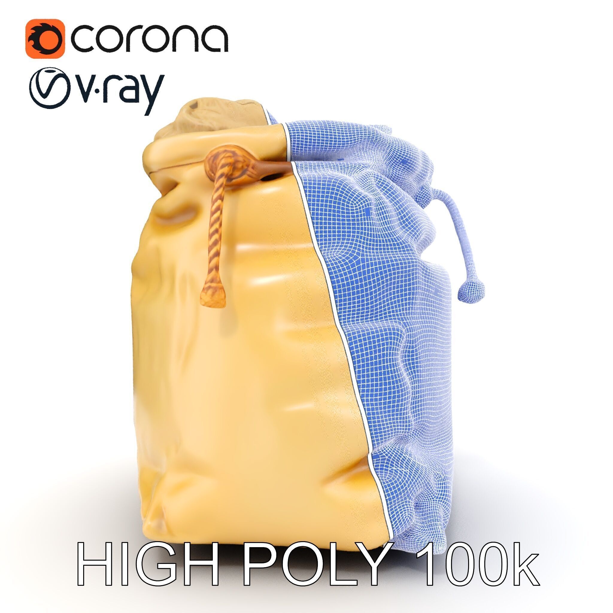 Realistic Burlap Sack Model Pack for Production Rendering and... Low-poly 3D model_11