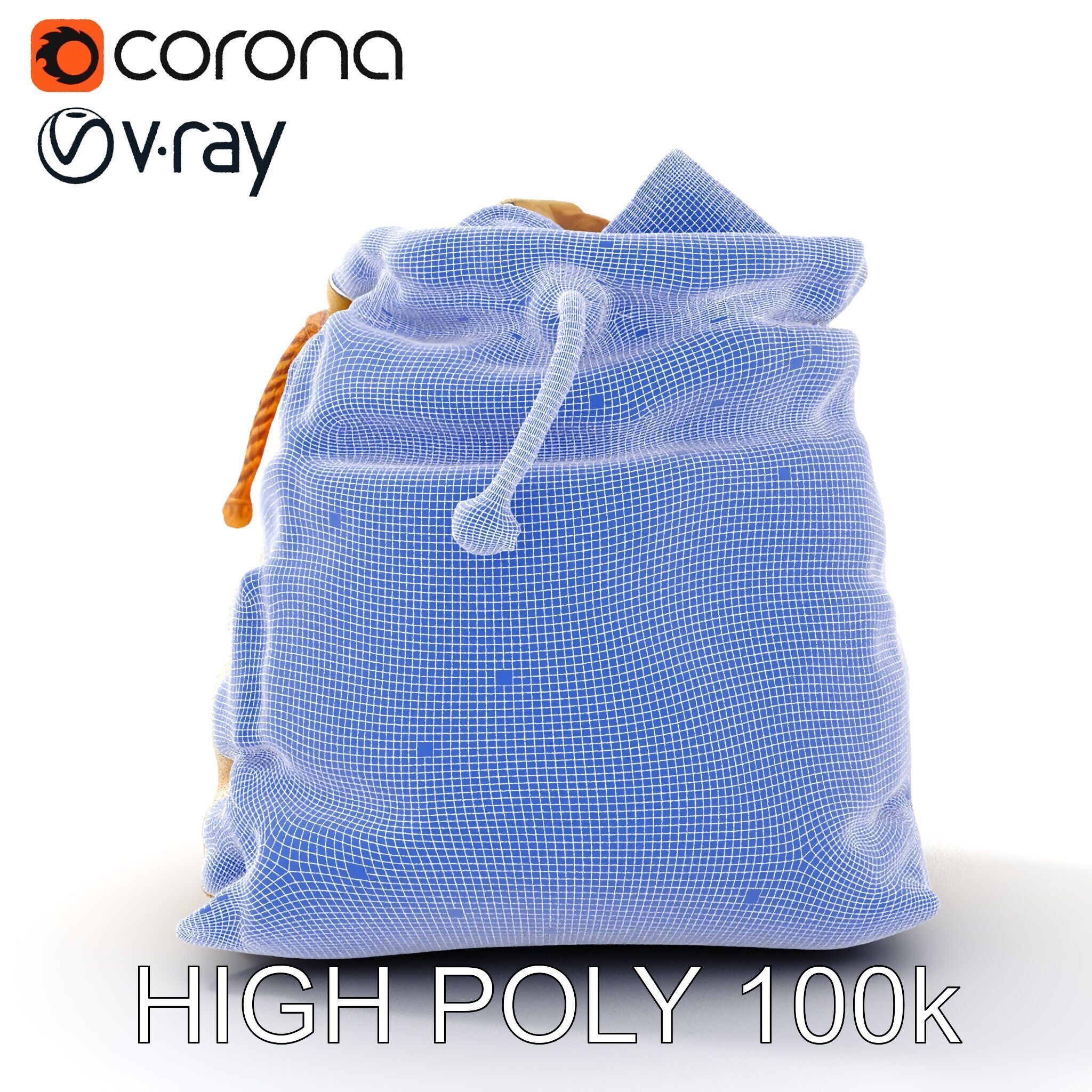 Realistic Burlap Sack Model Pack for Production Rendering and... Low-poly 3D model_14