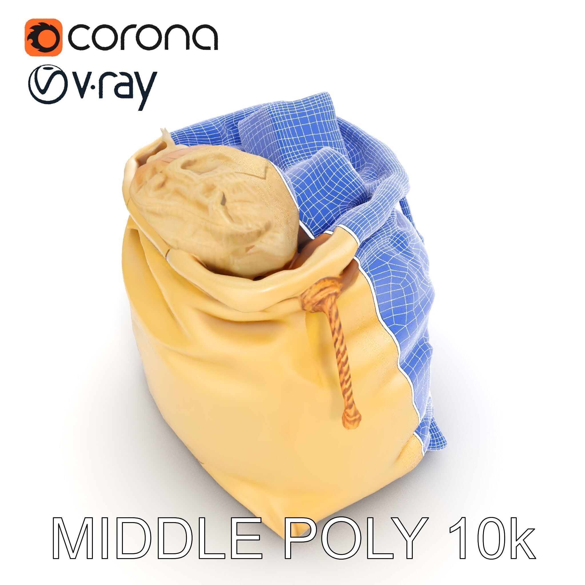 Realistic Burlap Sack Model Pack for Production Rendering and... Low-poly 3D model_28