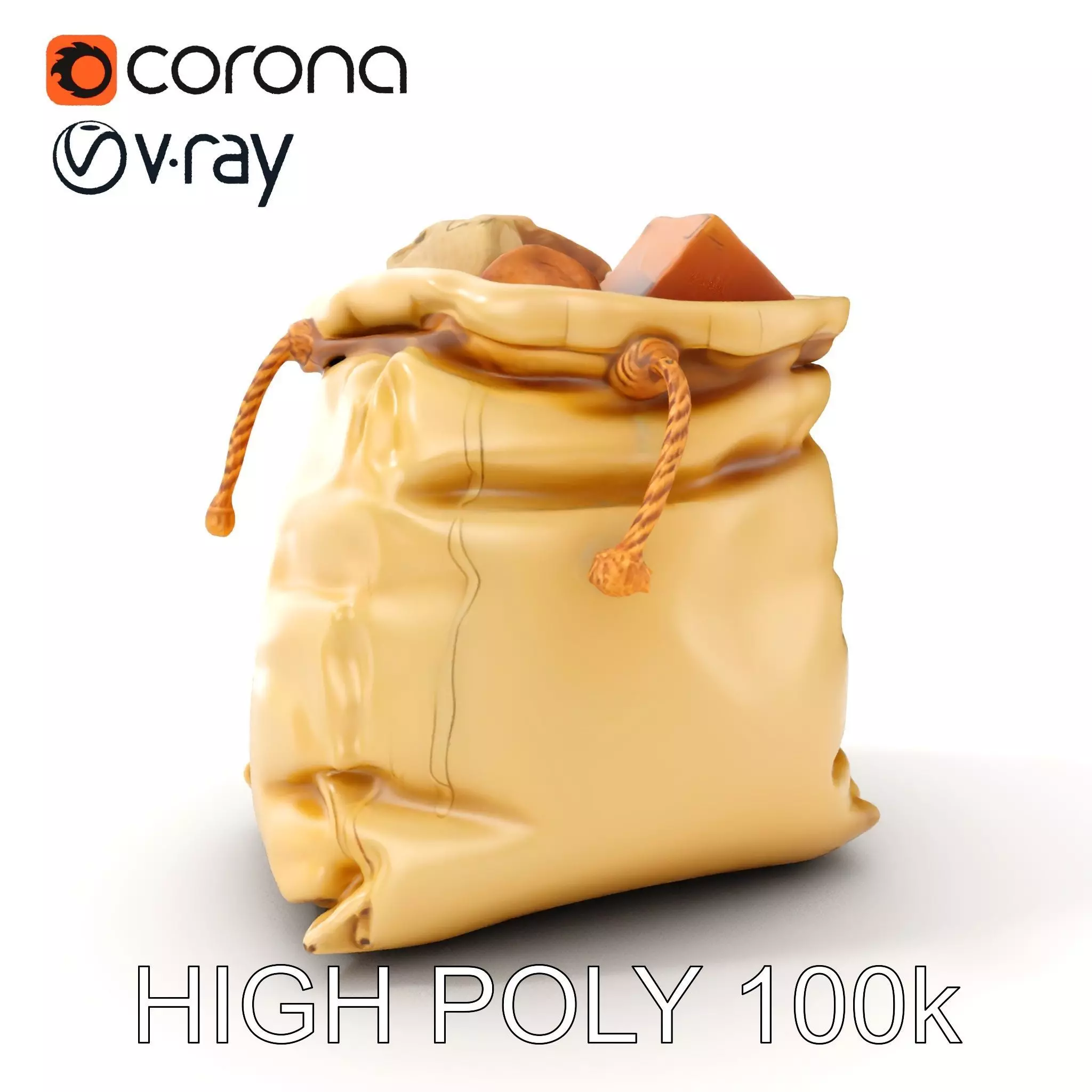 Realistic Burlap Sack Model Pack for Production Rendering and... Low-poly 3D model_0