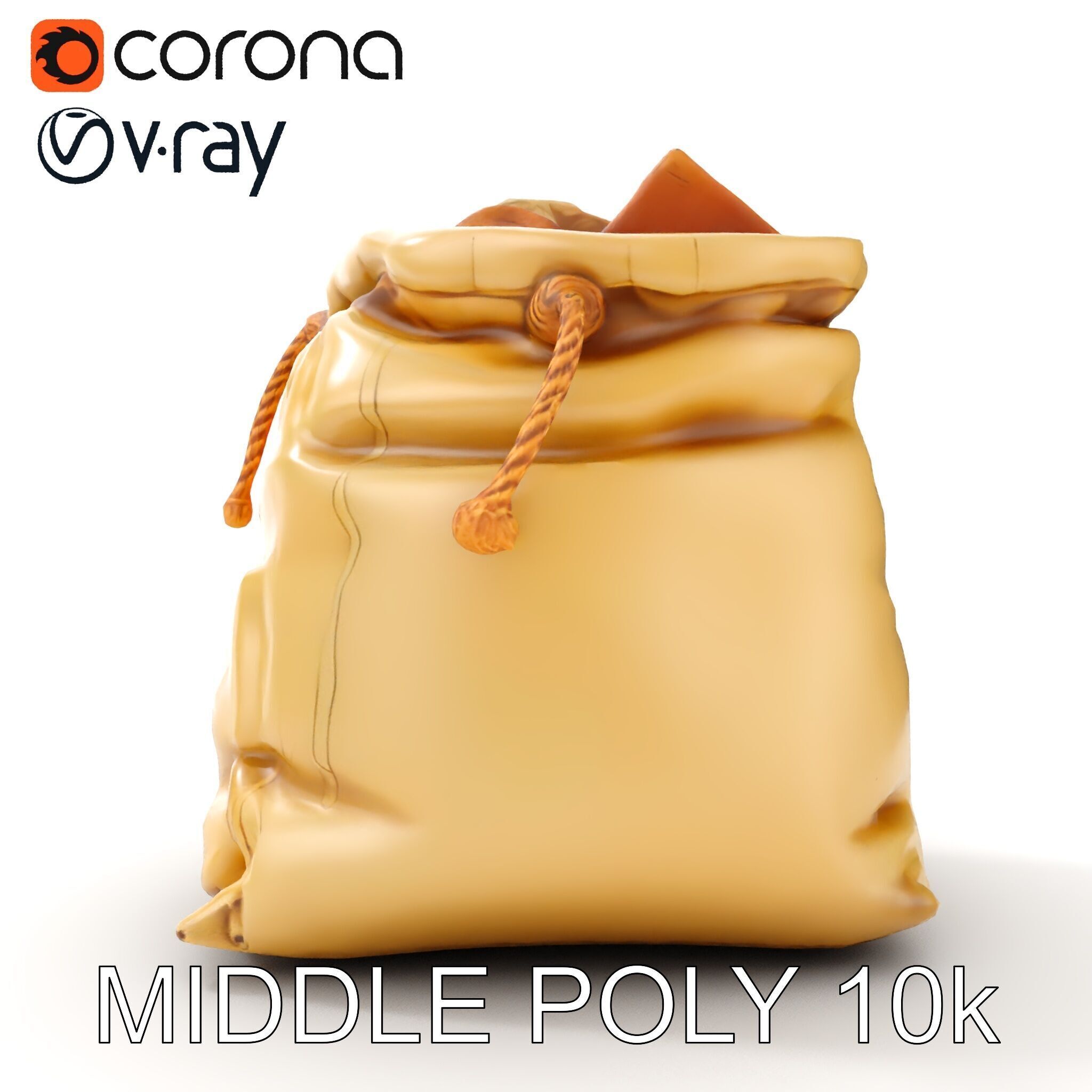 Realistic Burlap Sack Model Pack for Production Rendering and... Low-poly 3D model_6