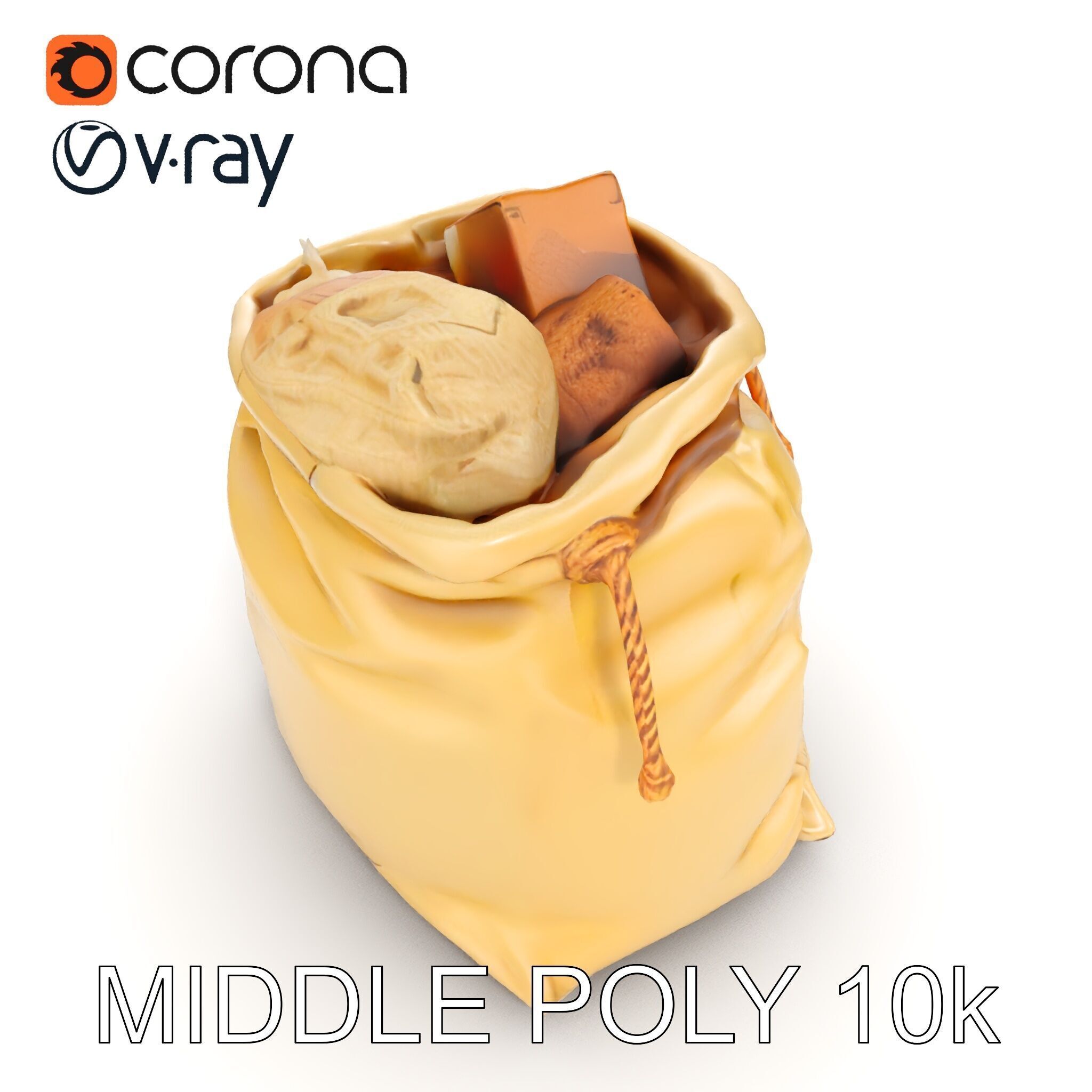 Realistic Burlap Sack Model Pack for Production Rendering and... Low-poly 3D model_12