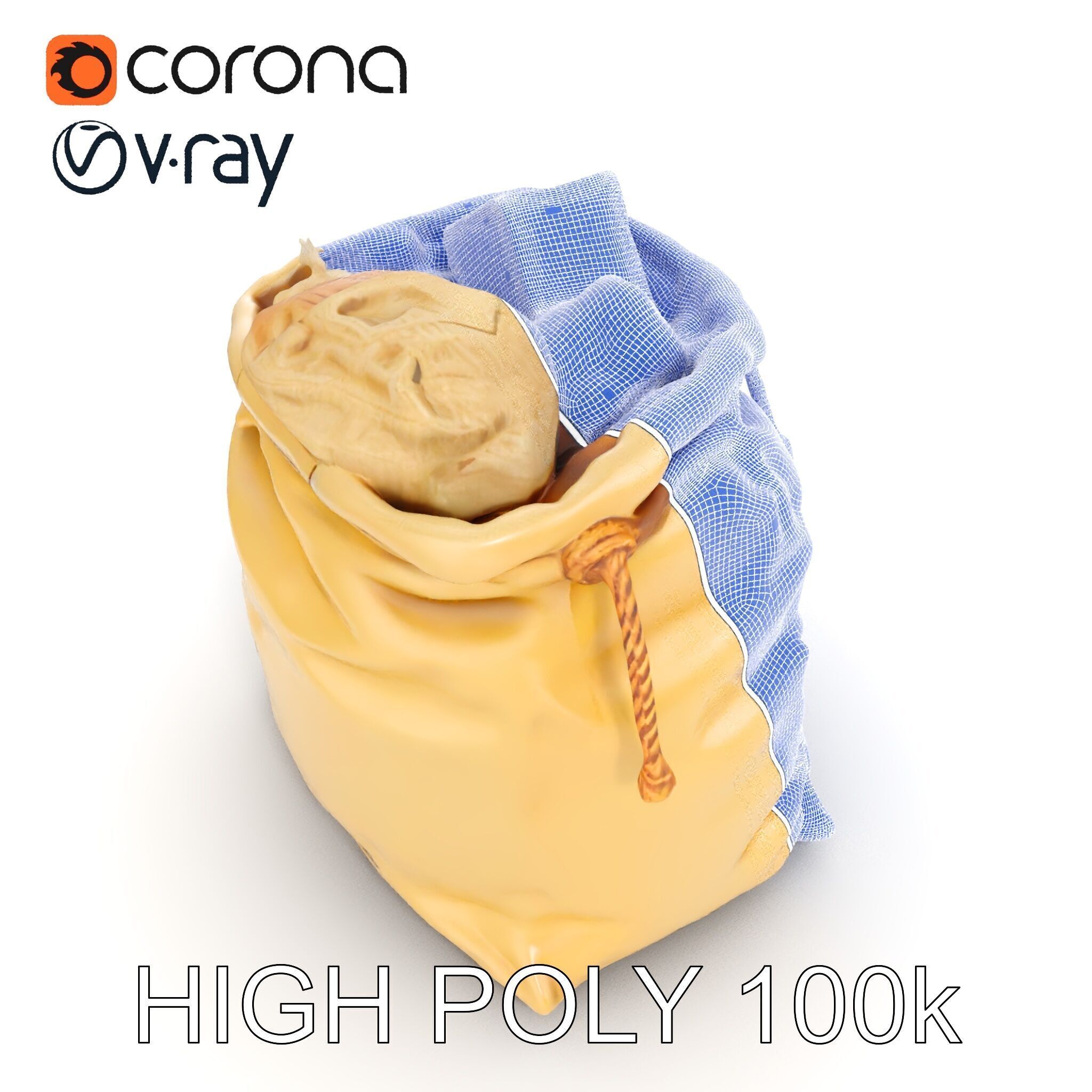 Realistic Burlap Sack Model Pack for Production Rendering and... Low-poly 3D model_17