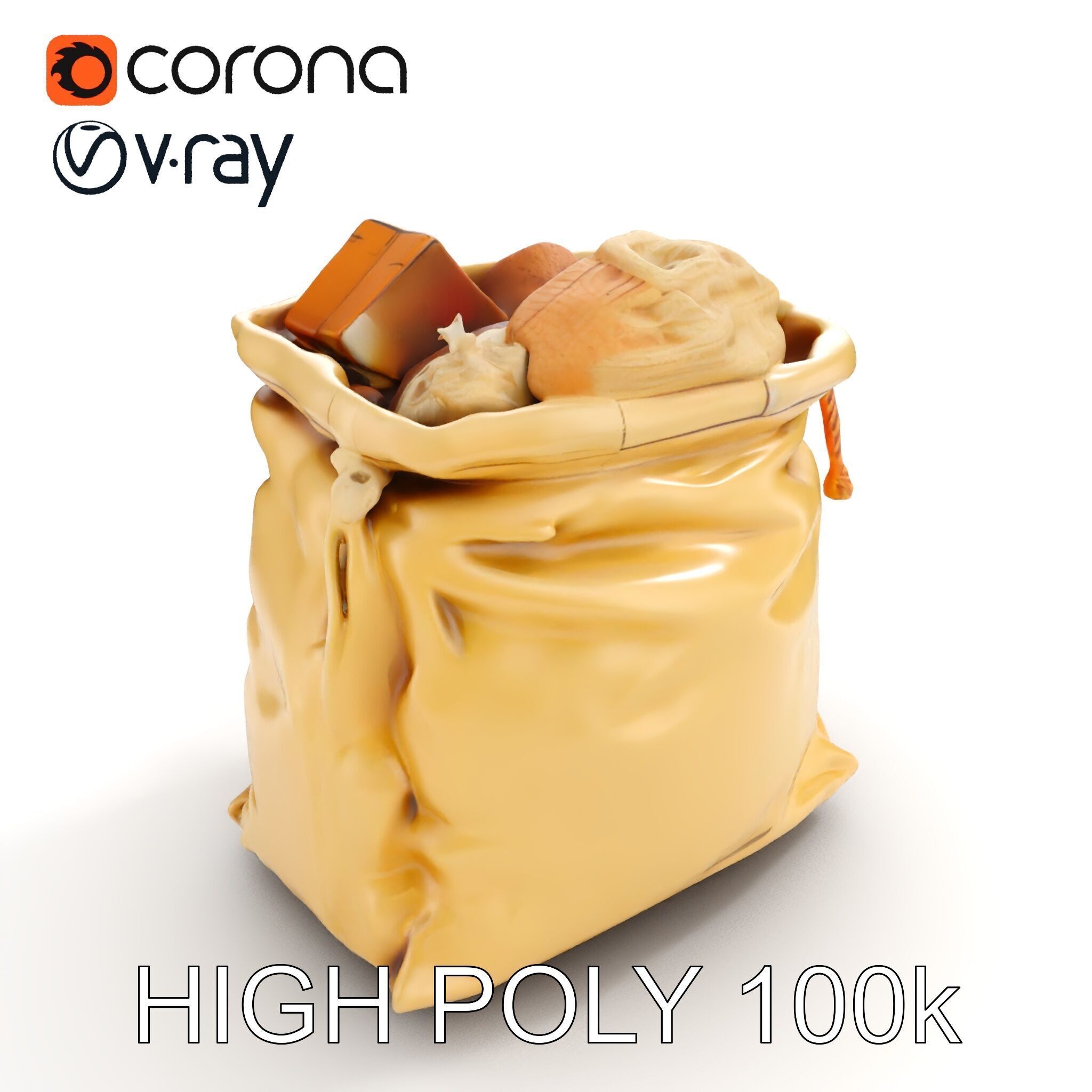 Realistic Burlap Sack Model Pack for Production Rendering and... Low-poly 3D model_30