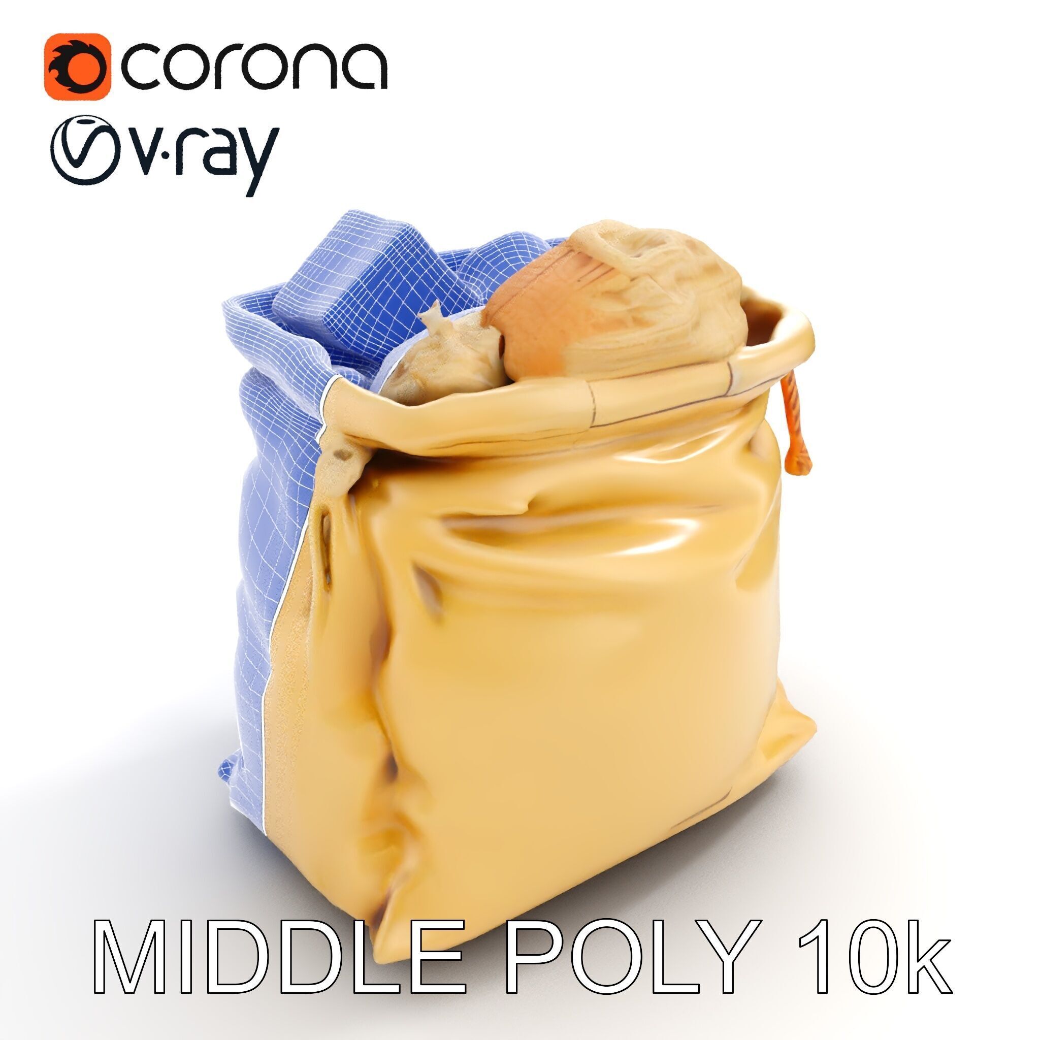 Realistic Burlap Sack Model Pack for Production Rendering and... Low-poly 3D model_26