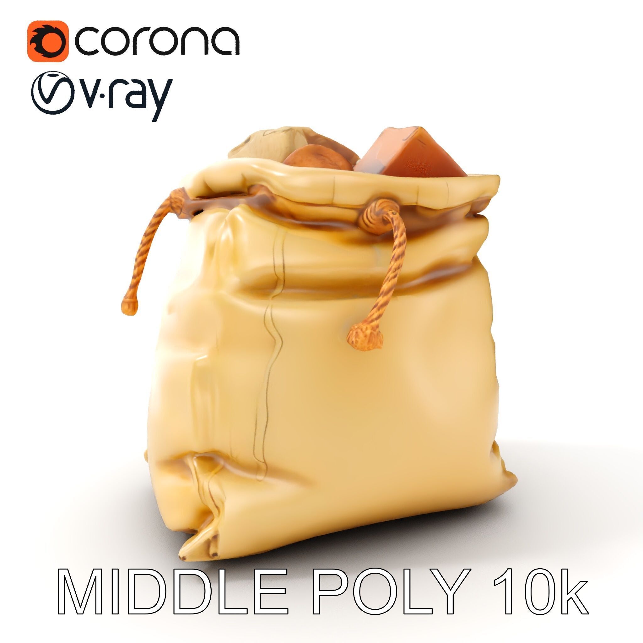 Realistic Burlap Sack Model Pack for Production Rendering and... Low-poly 3D model_18