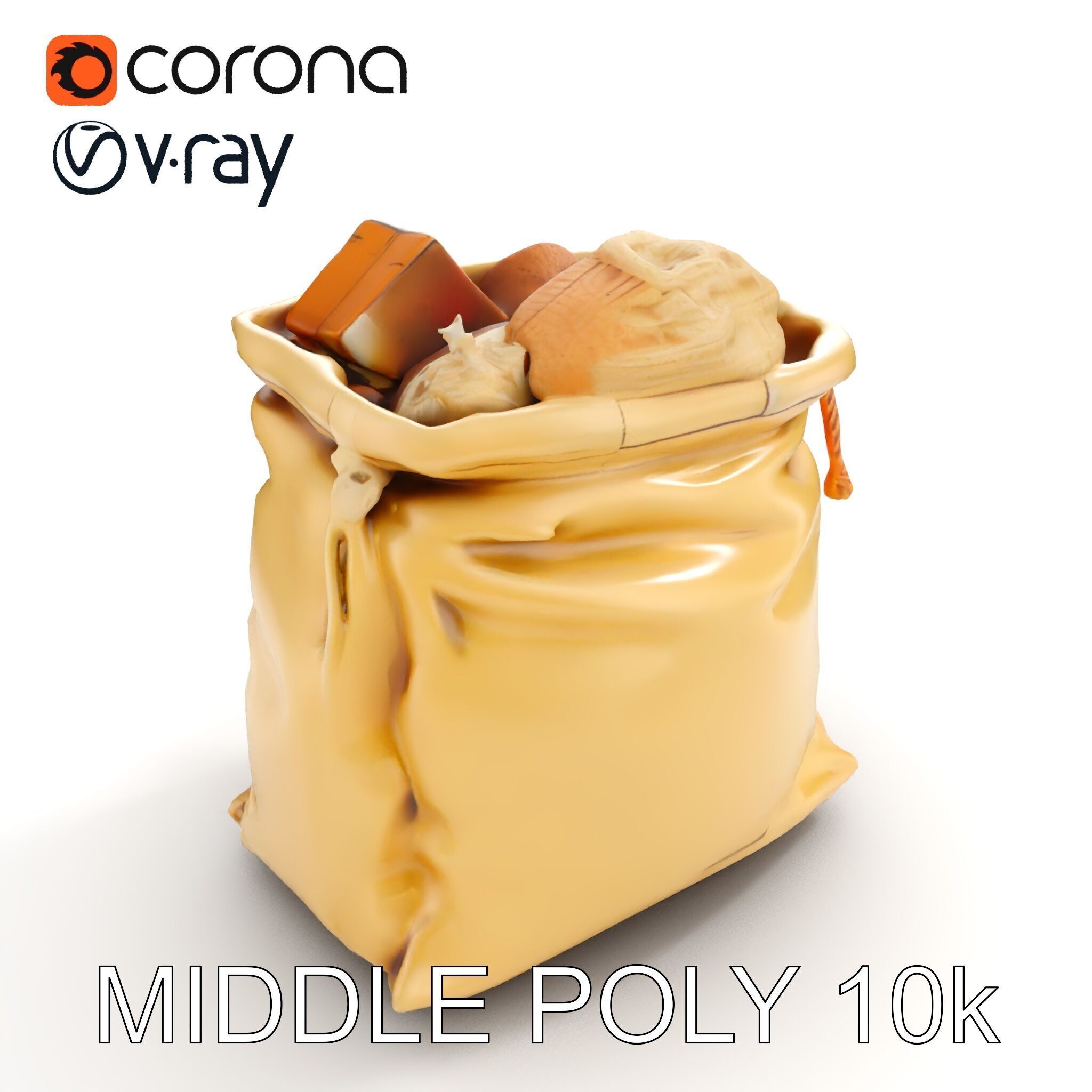 Realistic Burlap Sack Model Pack for Production Rendering and... Low-poly 3D model_23
