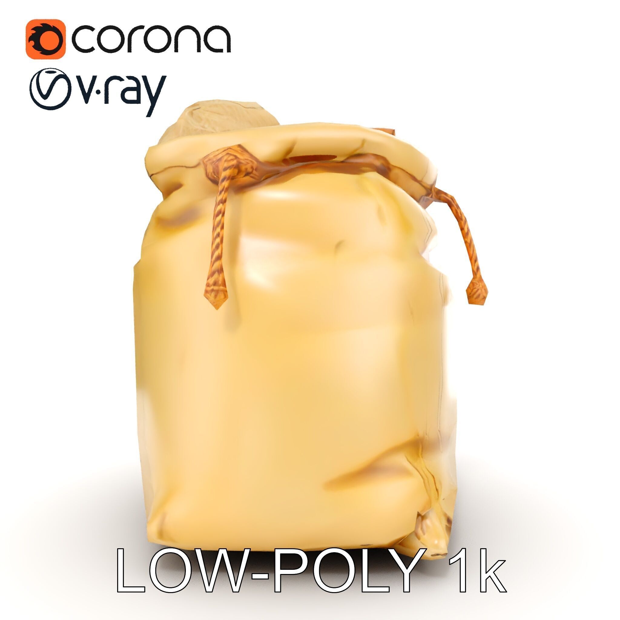 Realistic Burlap Sack Model Pack for Production Rendering and... Low-poly 3D model_32