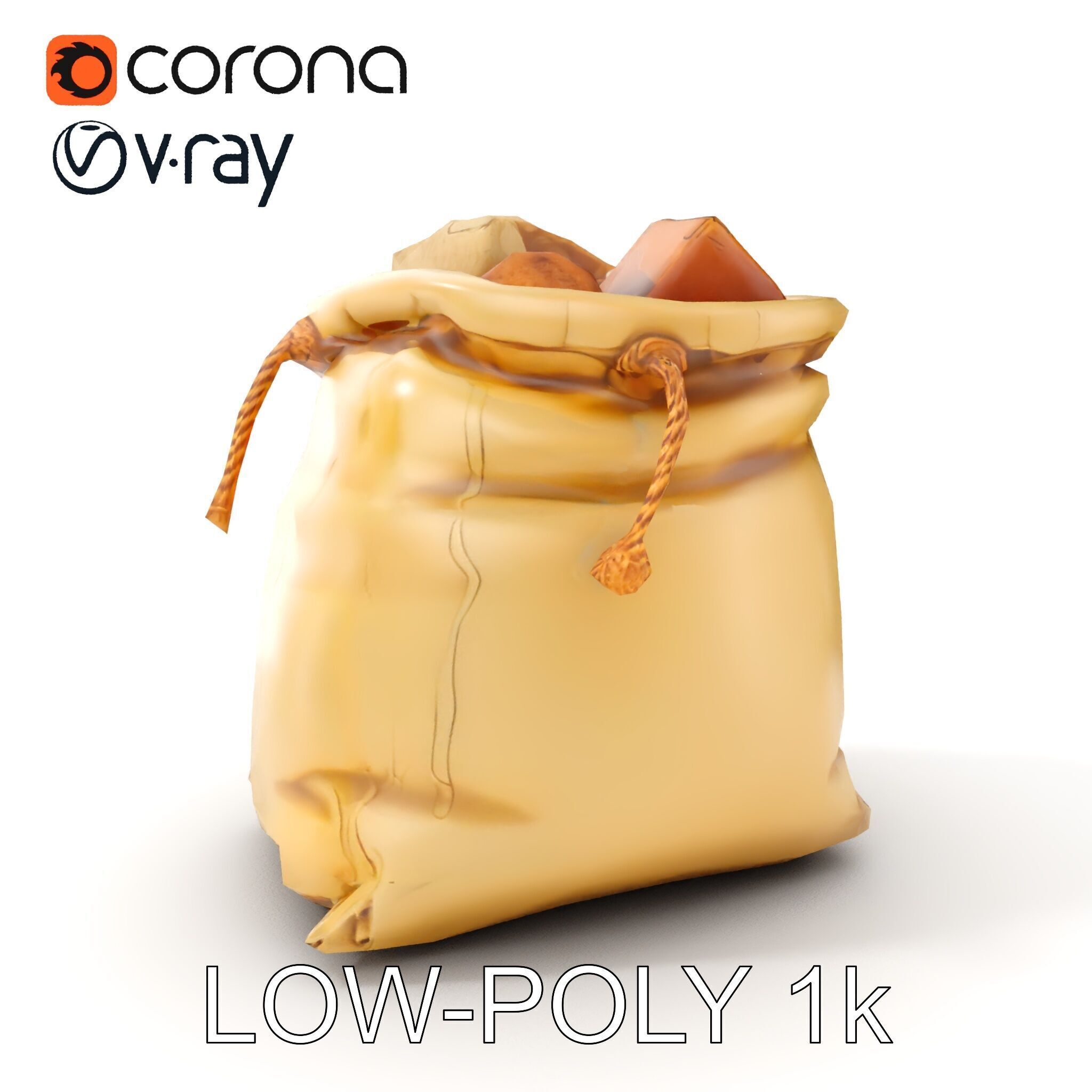 Realistic Burlap Sack Model Pack for Production Rendering and... Low-poly 3D model_10