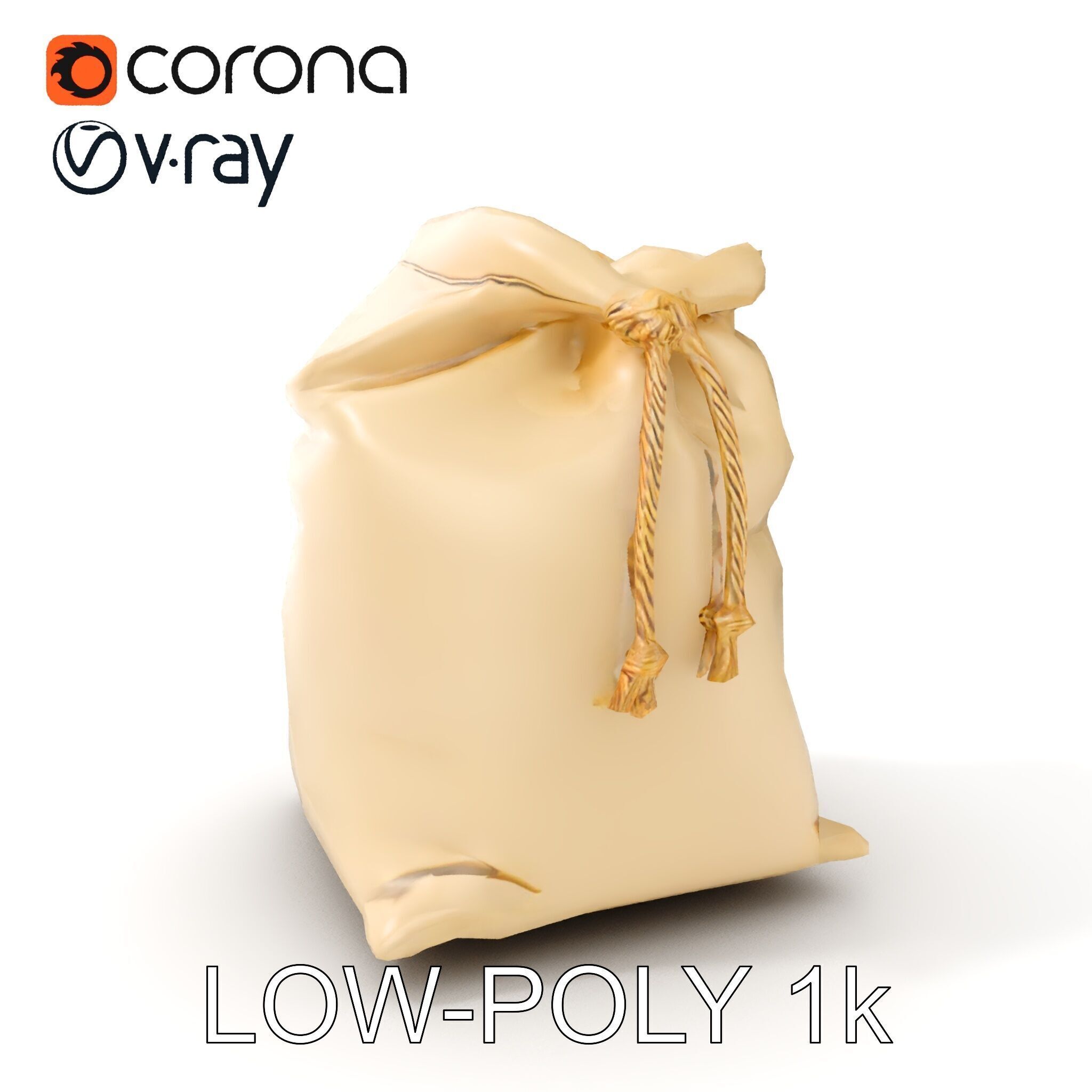 Canvas Drawstring Bag D Model Pack Low-poly 3D model_33