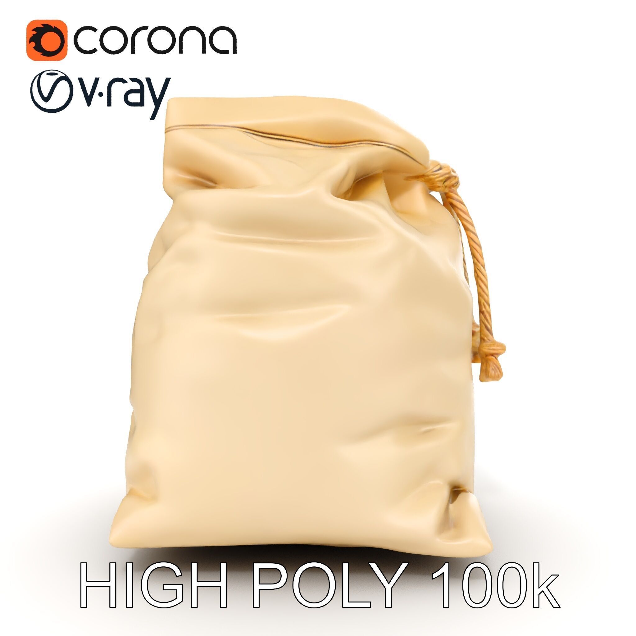 Canvas Drawstring Bag D Model Pack Low-poly 3D model_35