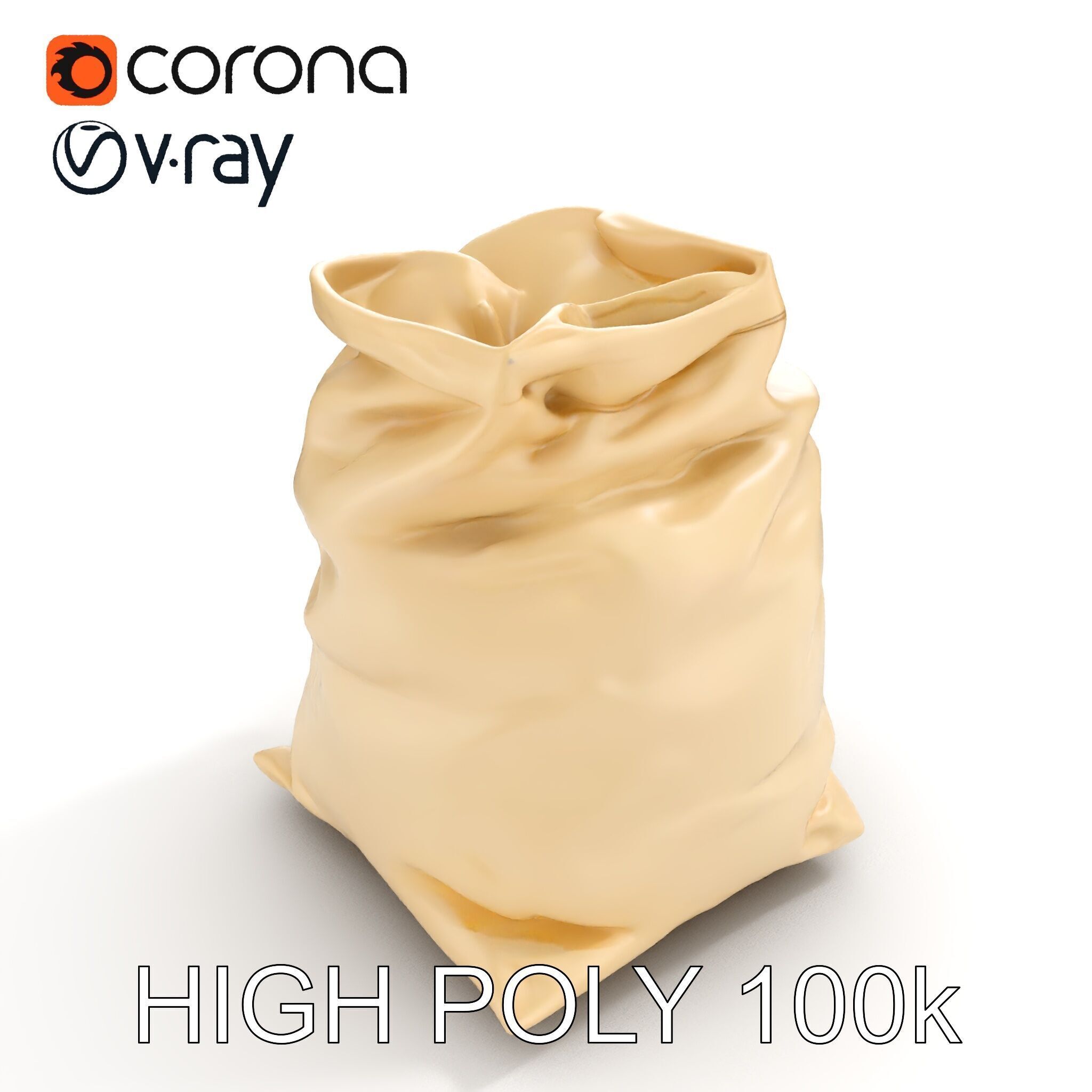 Canvas Drawstring Bag D Model Pack Low-poly 3D model_10