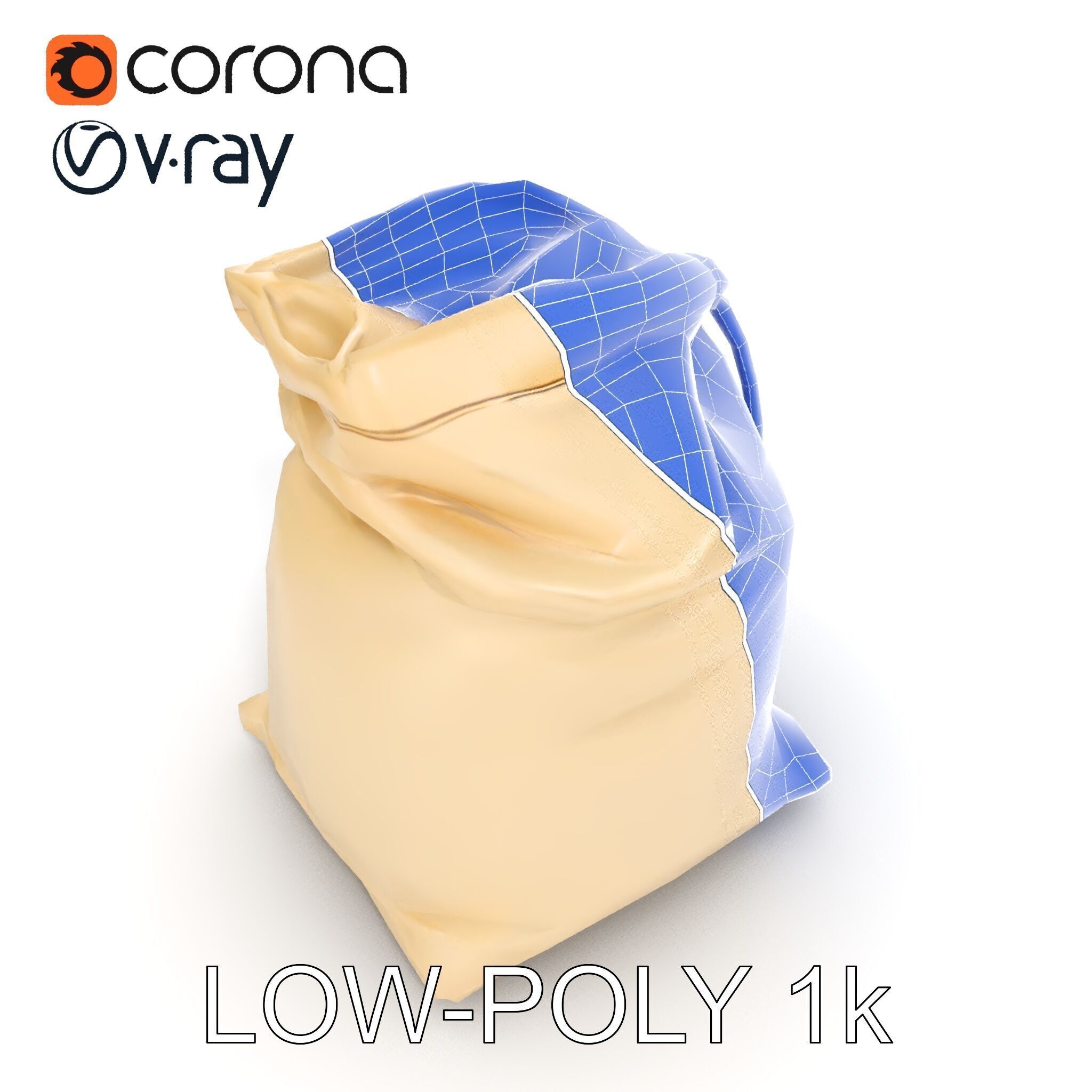 Canvas Drawstring Bag D Model Pack Low-poly 3D model_27