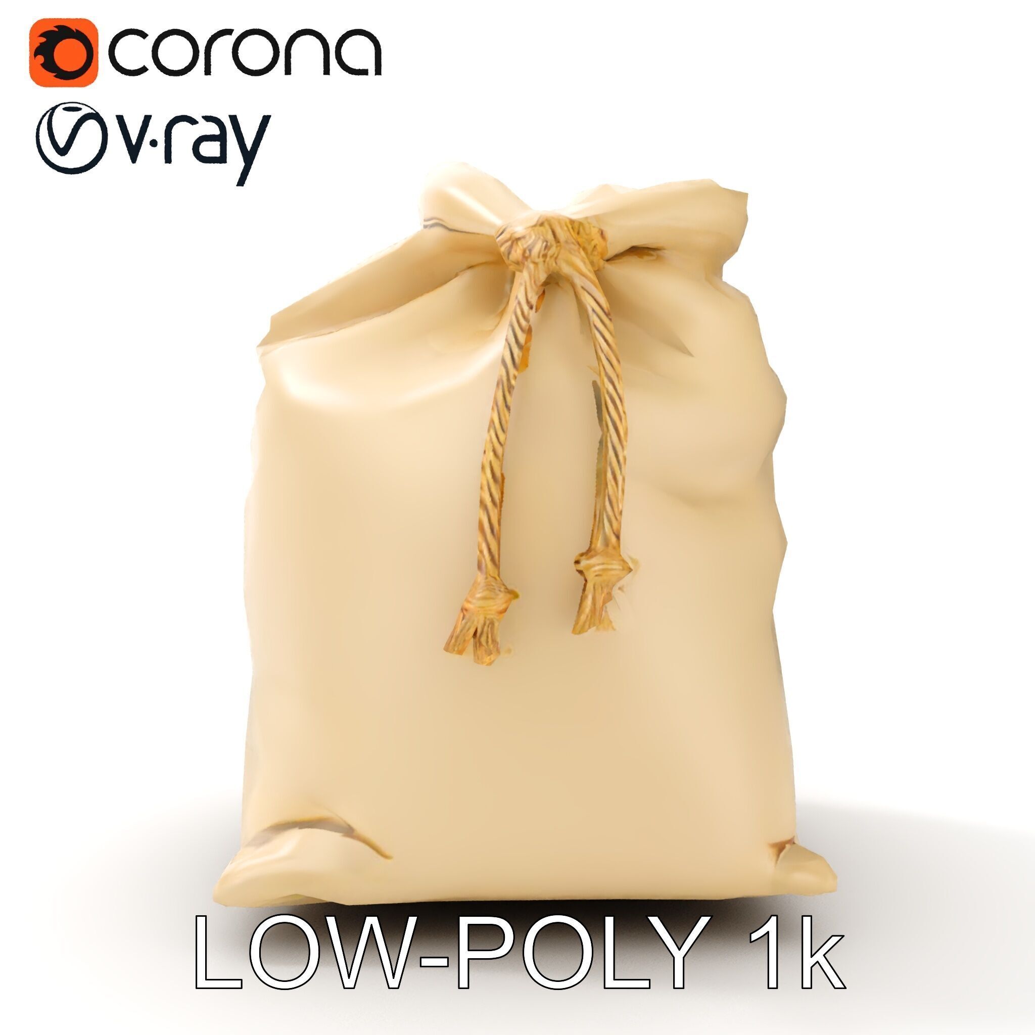 Canvas Drawstring Bag D Model Pack Low-poly 3D model_25