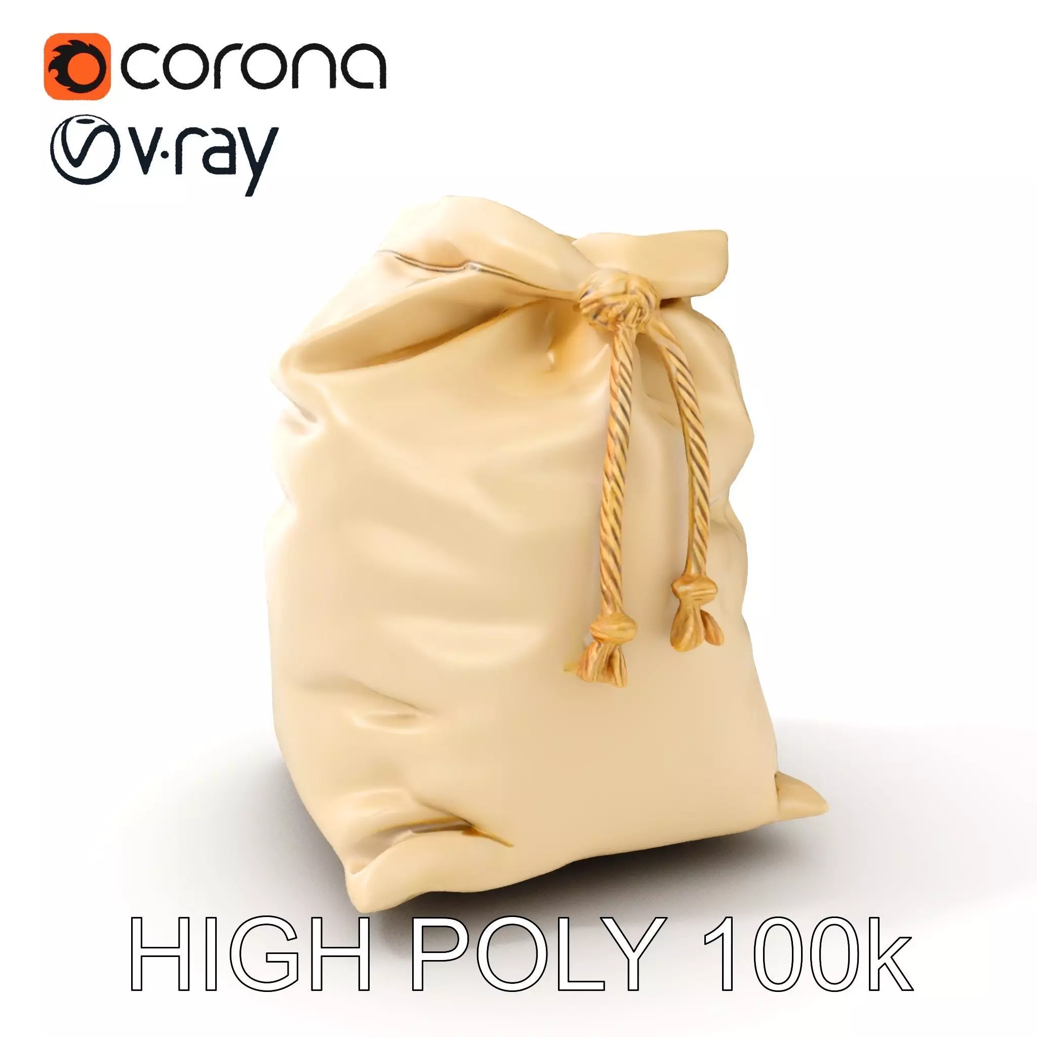 Canvas Drawstring Bag D Model Pack Low-poly 3D model_0