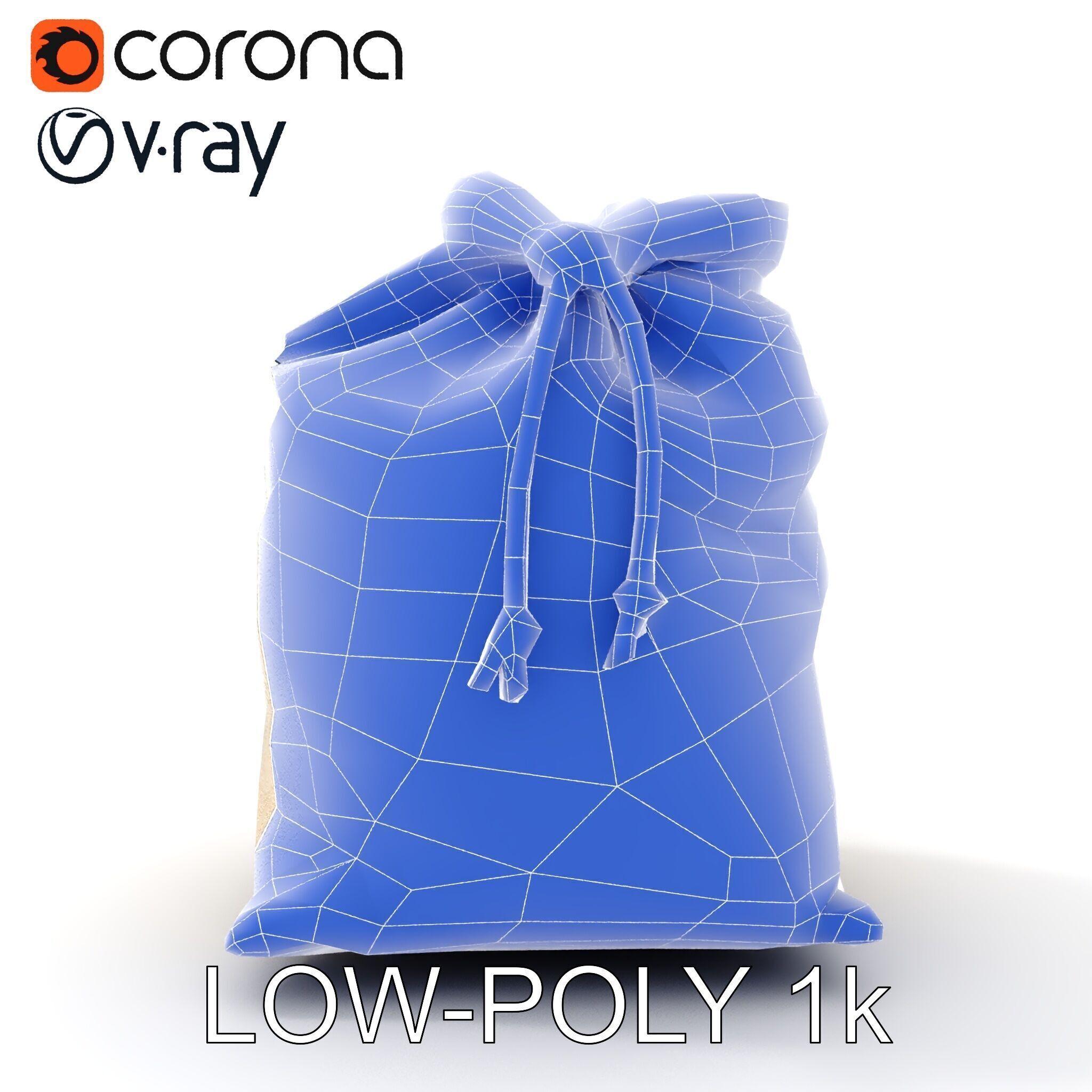 Canvas Drawstring Bag D Model Pack Low-poly 3D model_12