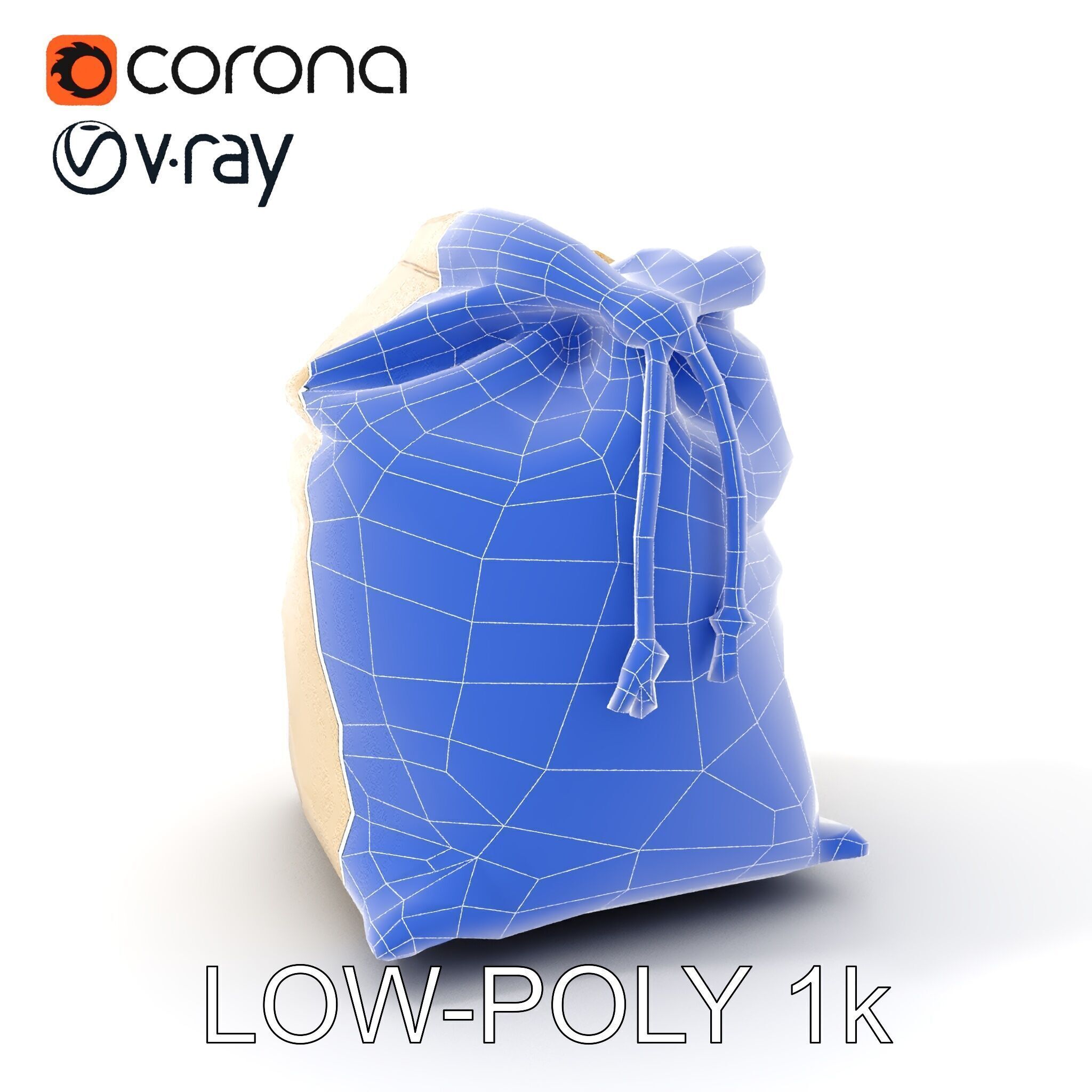 Canvas Drawstring Bag D Model Pack Low-poly 3D model_15