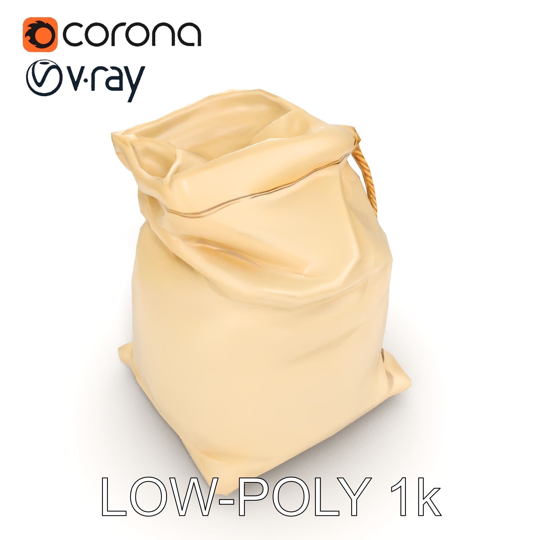 Canvas Drawstring Bag D Model Pack Low-poly 3D model_30