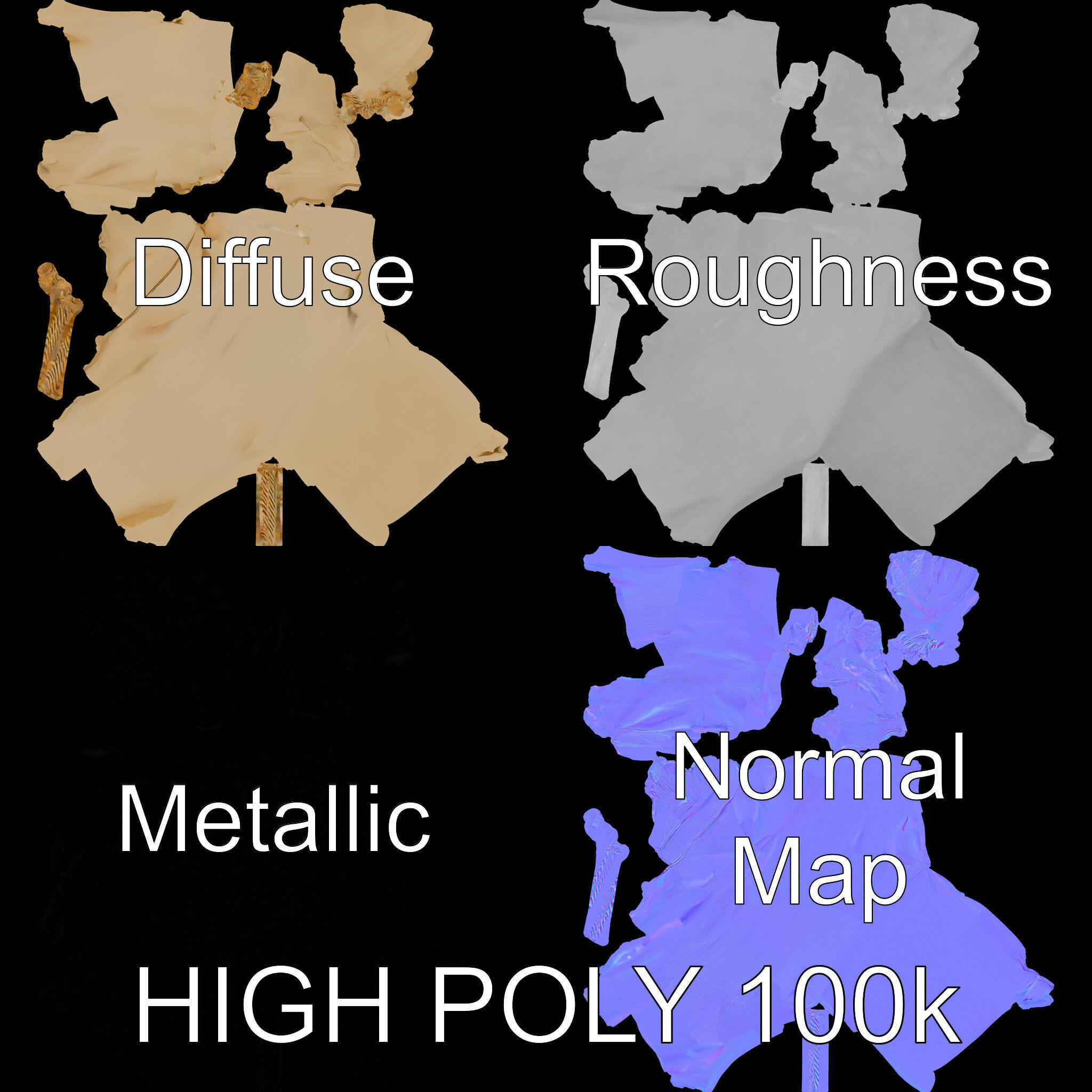 Canvas Drawstring Bag D Model Pack Low-poly 3D model_3