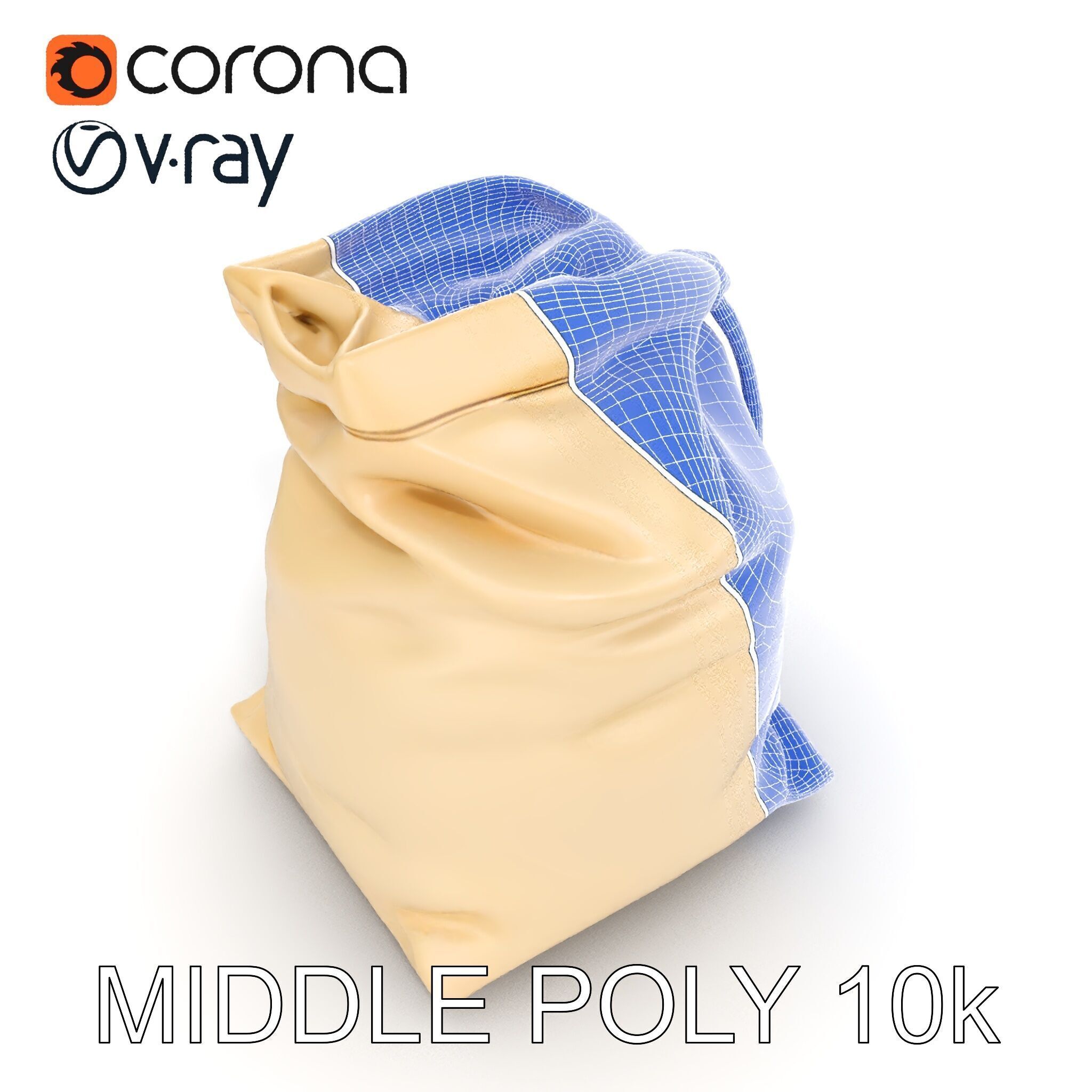 Canvas Drawstring Bag D Model Pack Low-poly 3D model_6