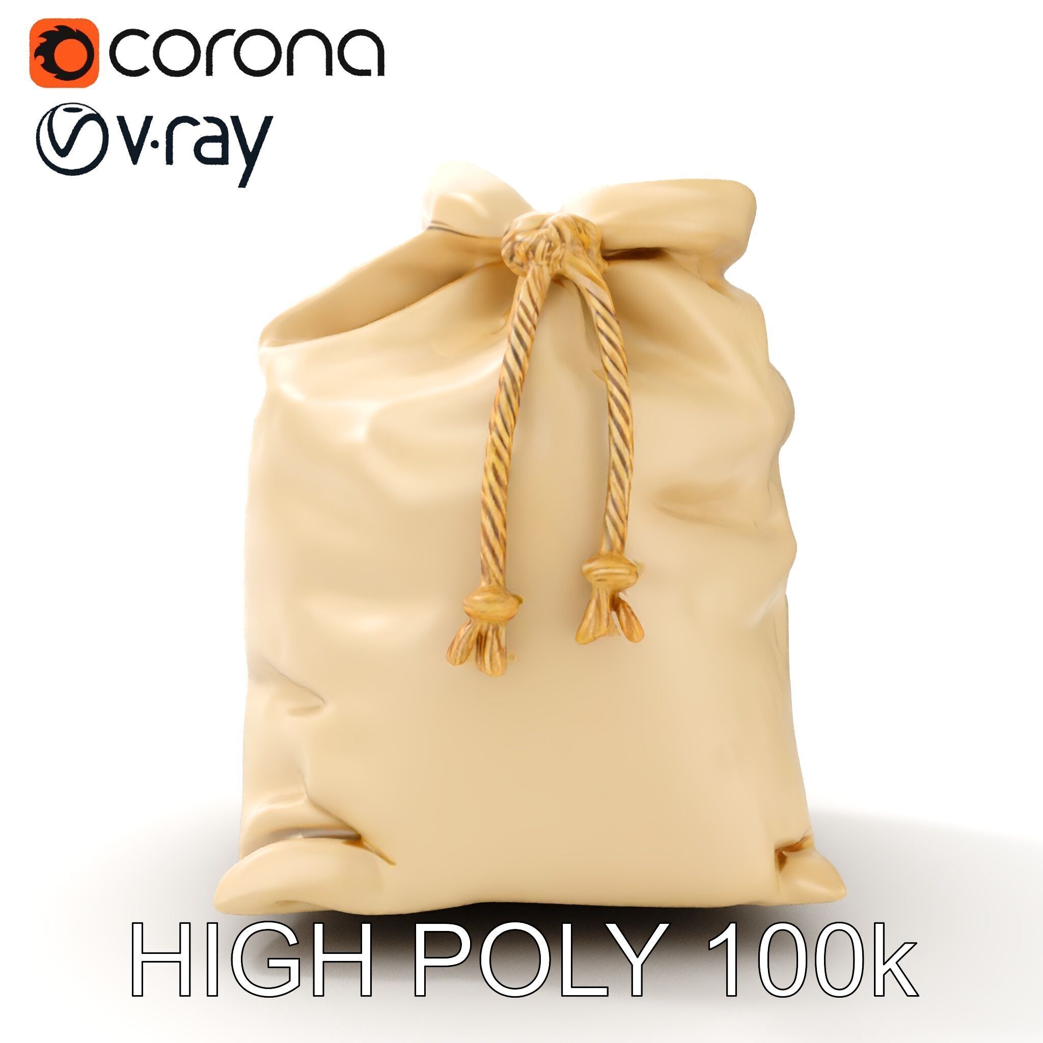 Canvas Drawstring Bag D Model Pack Low-poly 3D model_13