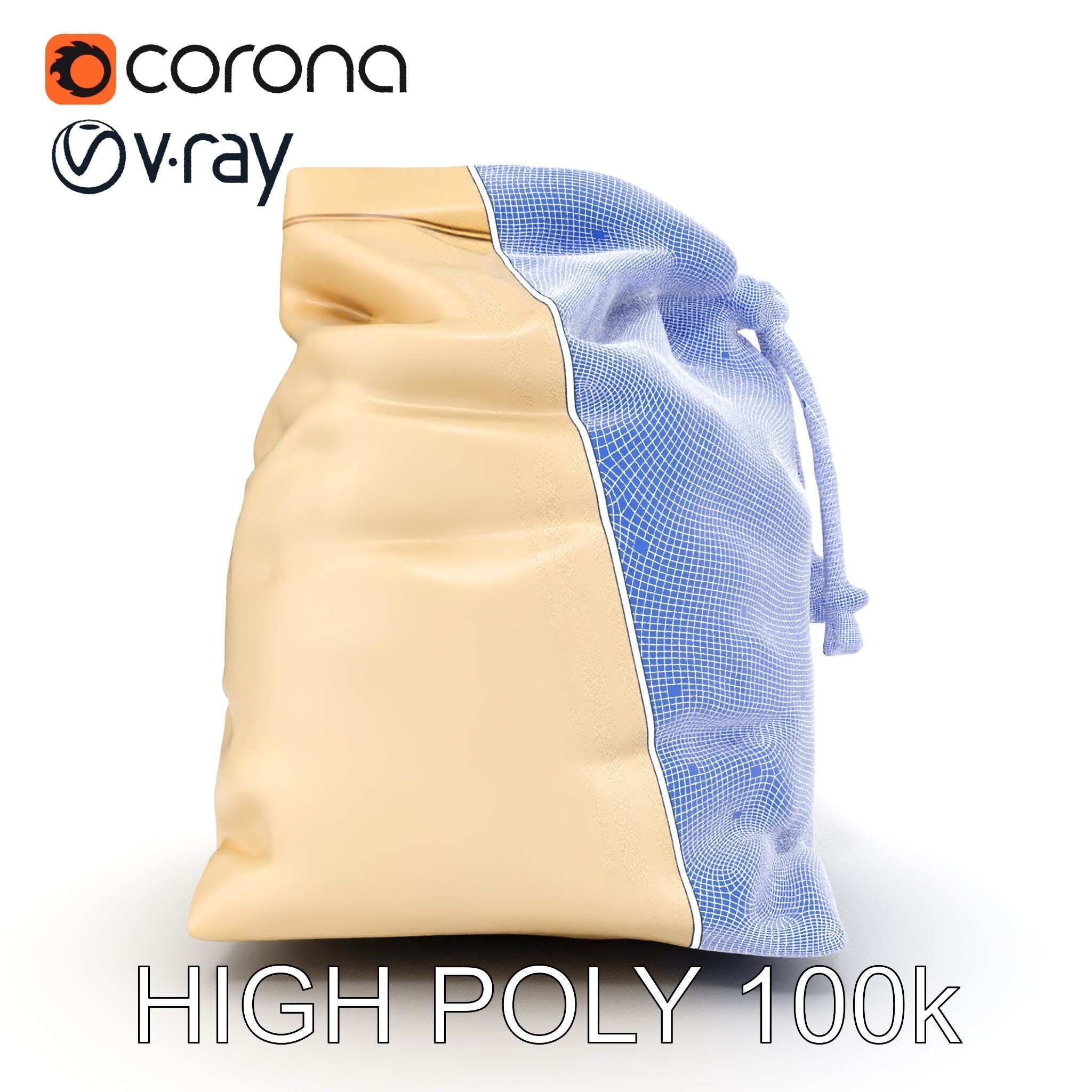 Canvas Drawstring Bag D Model Pack Low-poly 3D model_28