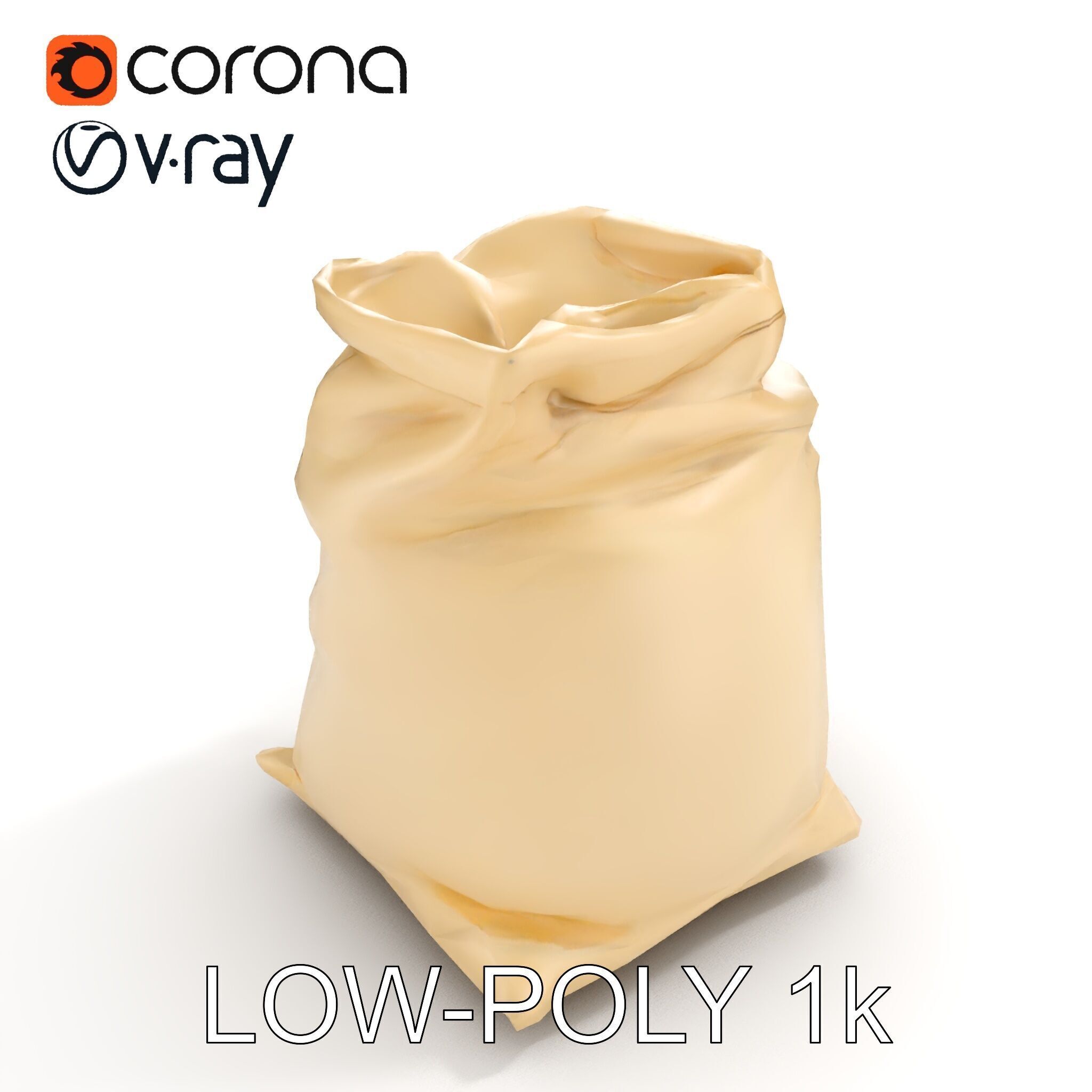 Canvas Drawstring Bag D Model Pack Low-poly 3D model_17