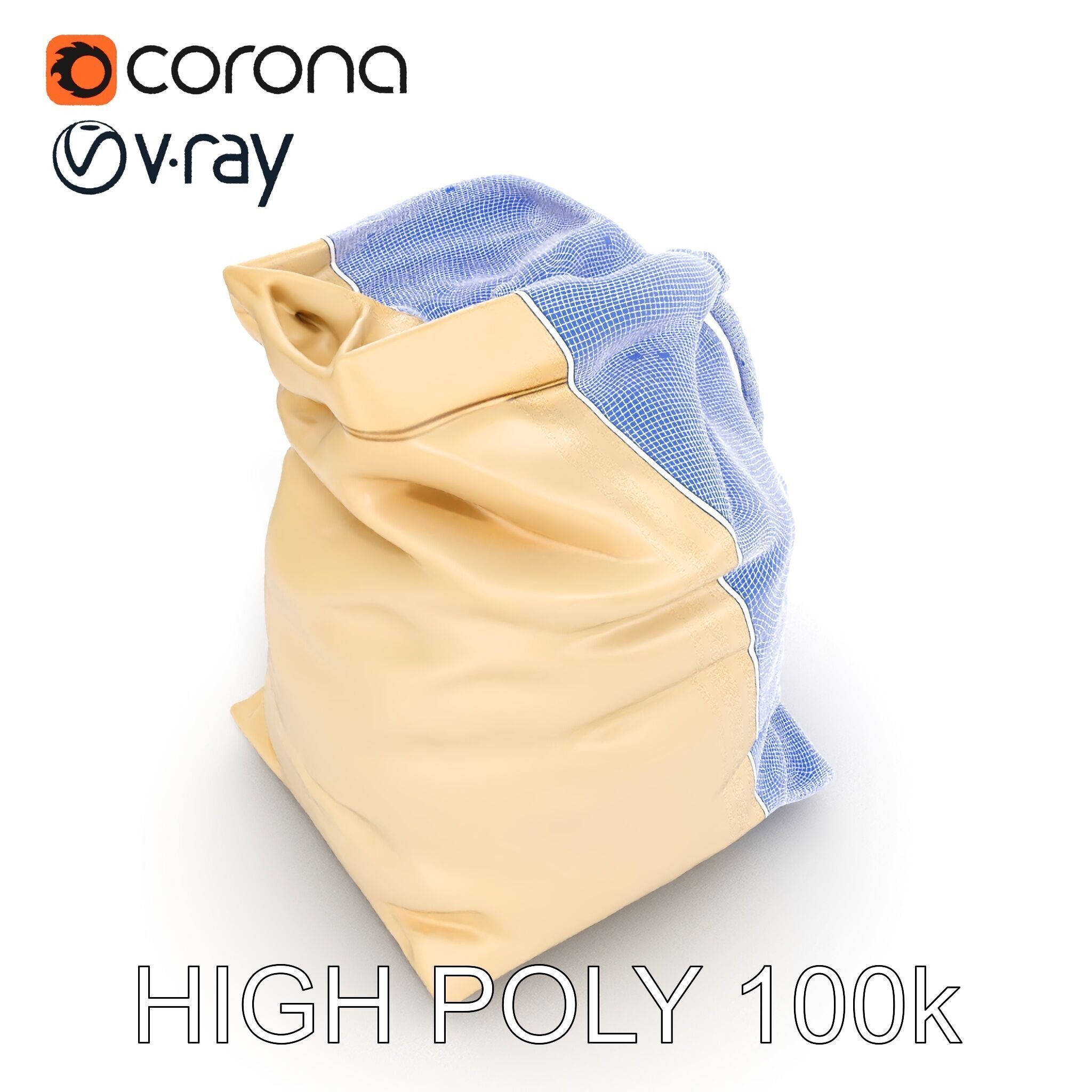 Canvas Drawstring Bag D Model Pack Low-poly 3D model_31