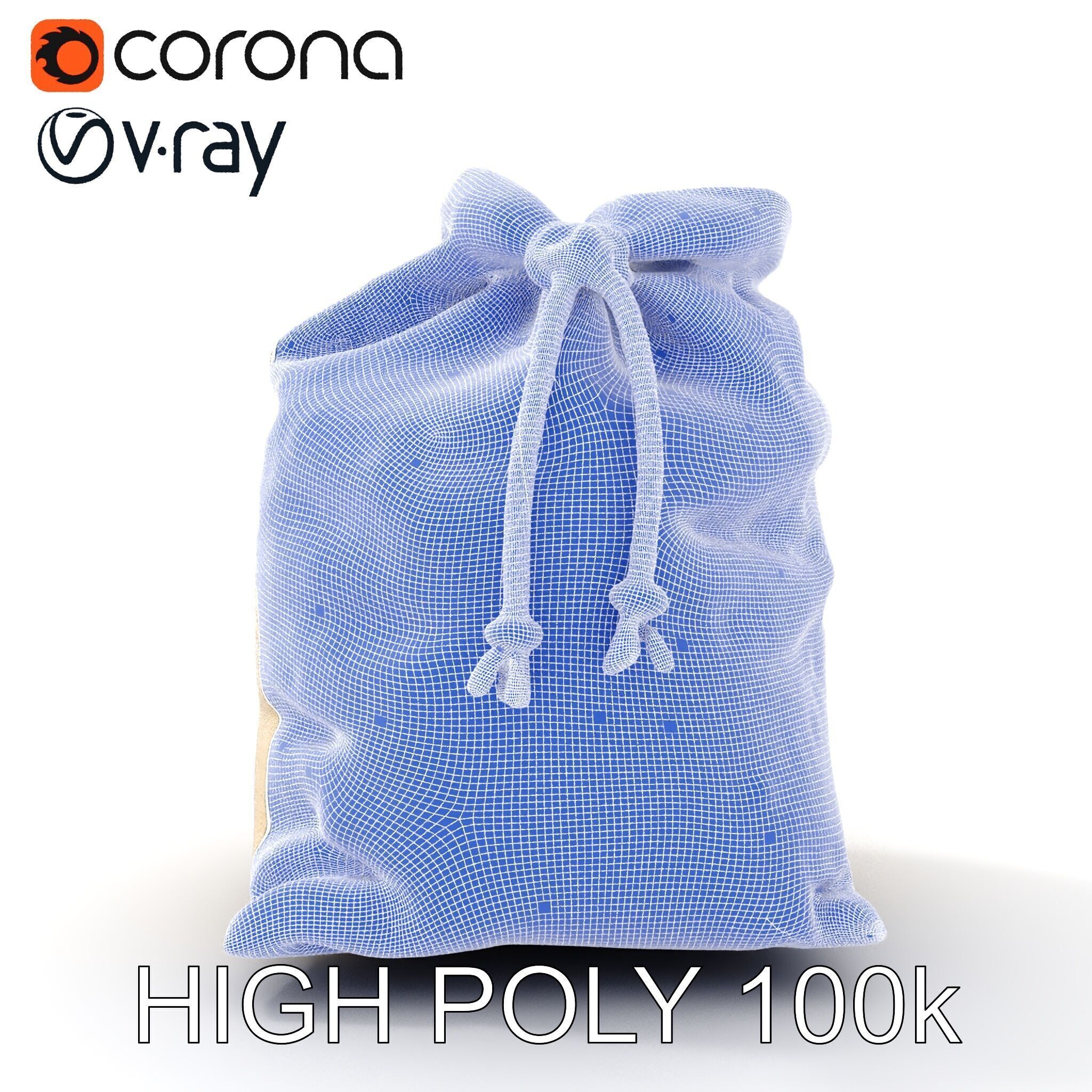 Canvas Drawstring Bag D Model Pack Low-poly 3D model_34