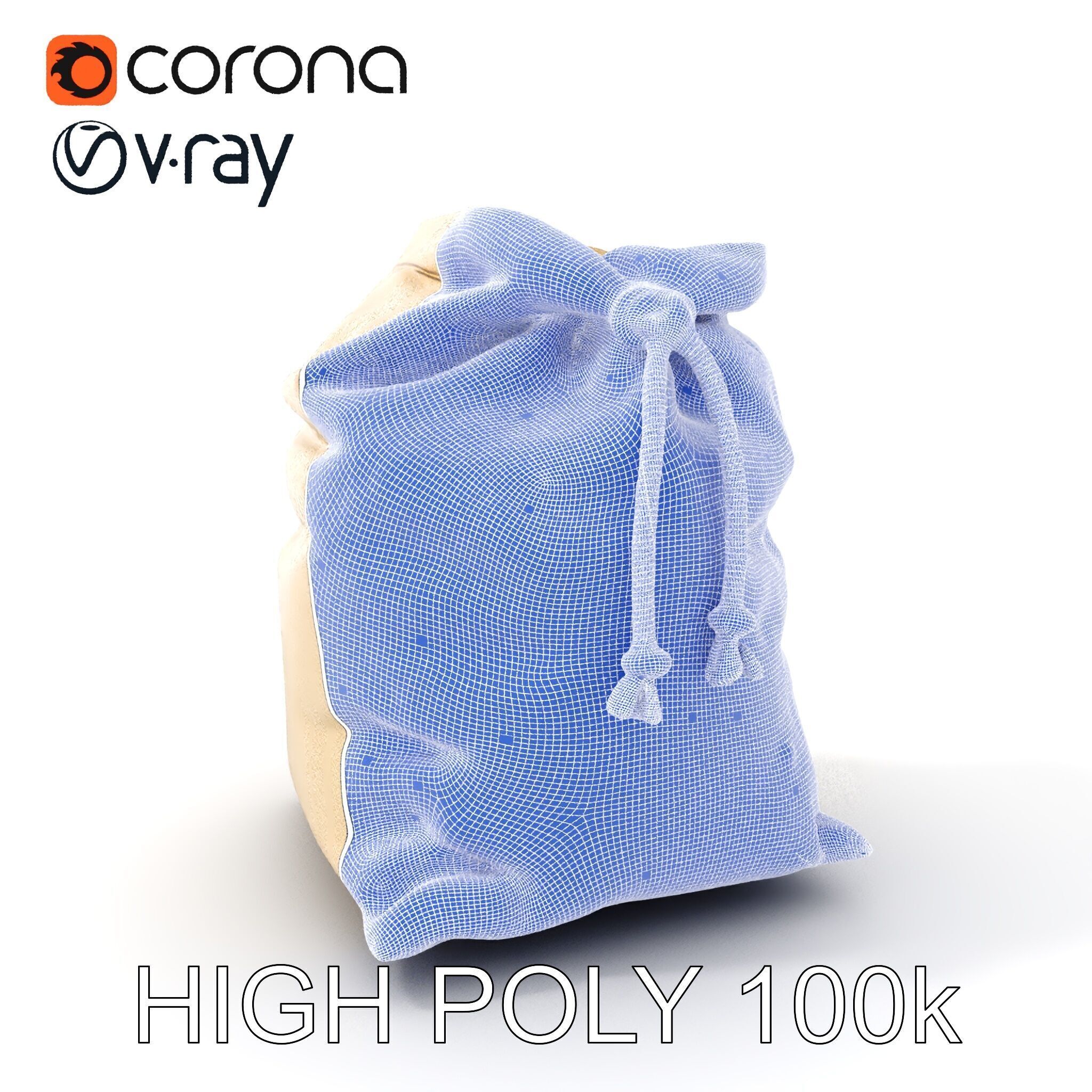 Canvas Drawstring Bag D Model Pack Low-poly 3D model_4