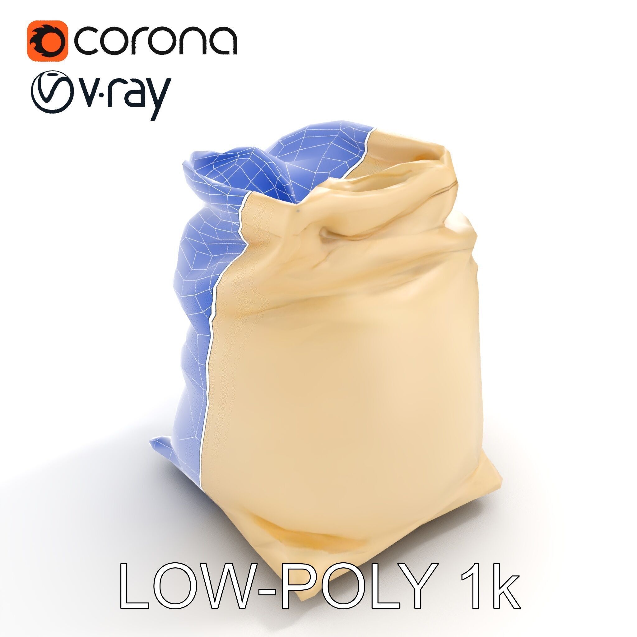 Canvas Drawstring Bag D Model Pack Low-poly 3D model_9