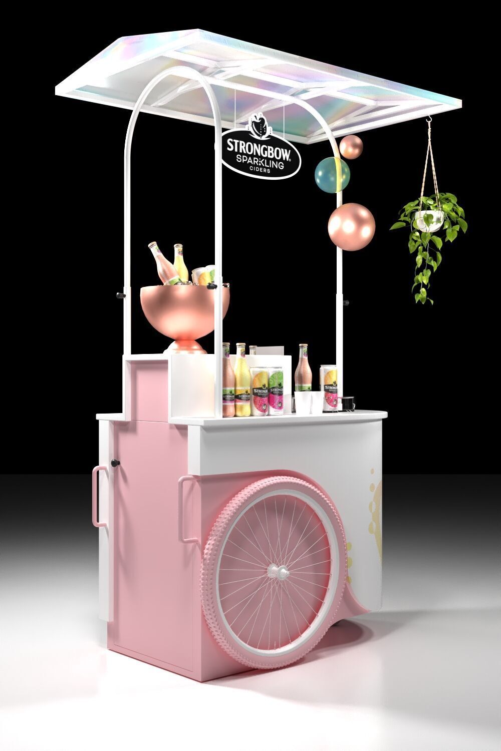 Mobile drink cart 3D print model_1