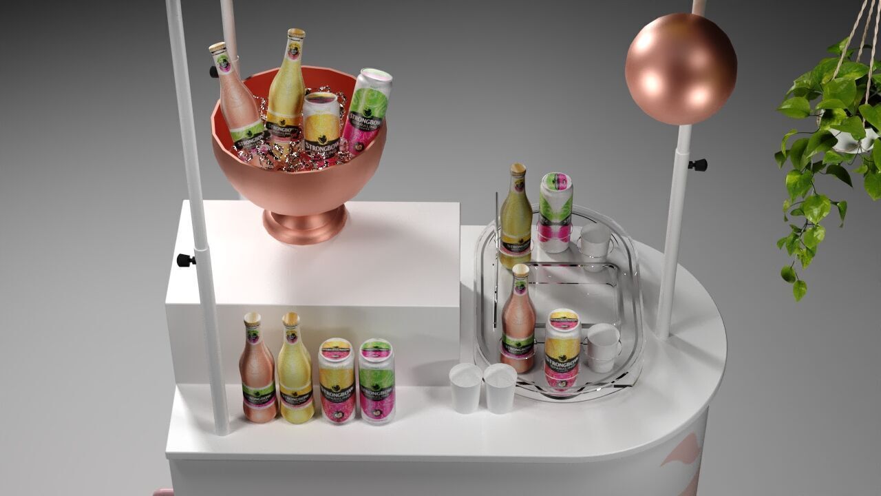 Mobile drink cart 3D print model_3