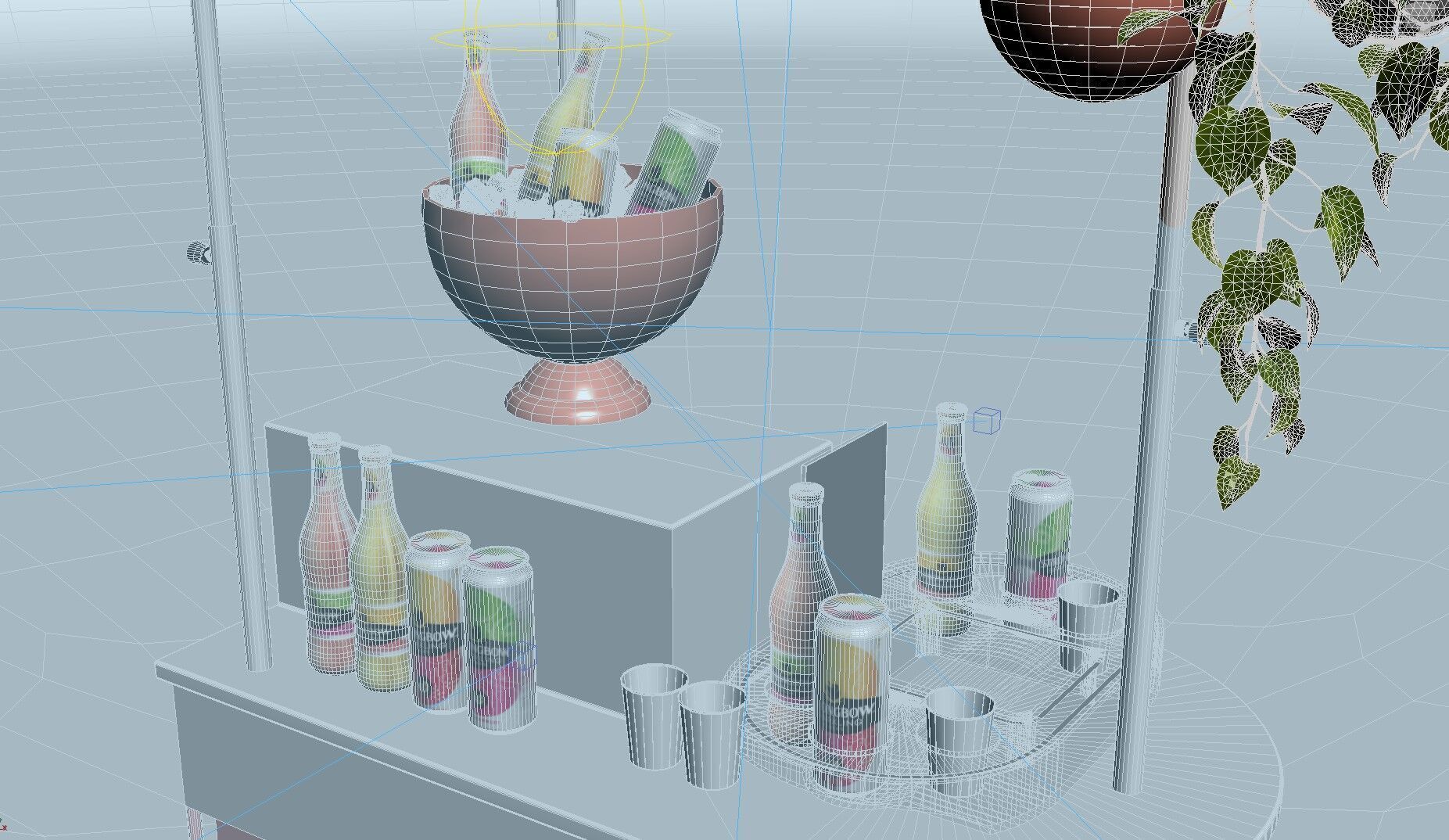 Mobile drink cart 3D print model_6
