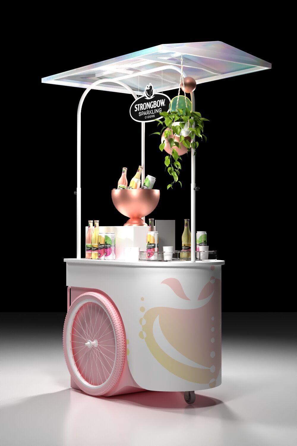 Mobile drink cart 3D print model_2